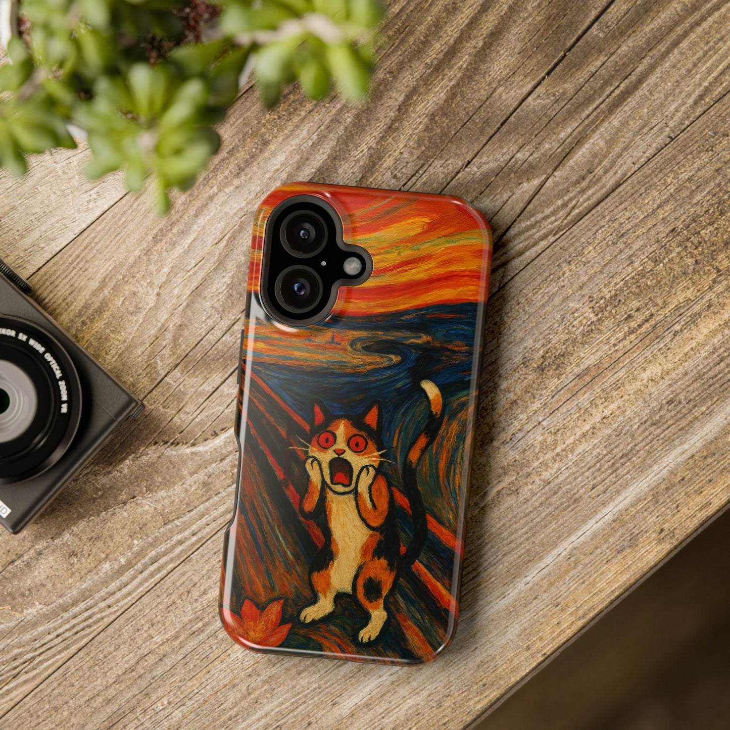 The Cat Scream โ Munch Inspired โ iPhone 16, 15, 14, 13 โ MagSafe Magnetic Tough Case by HitStickers