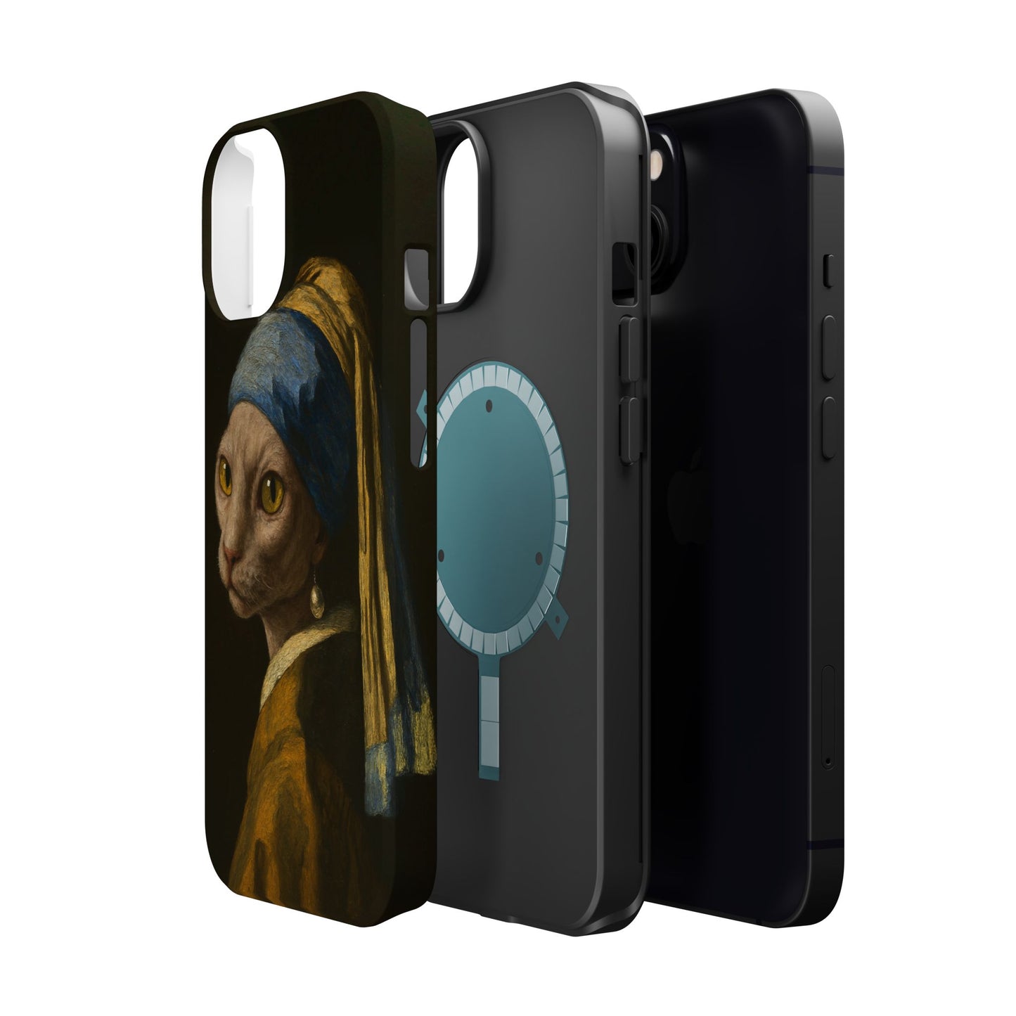 Cat with a Pearl Earring โ Vermeer Inspired โ iPhone 16, 15, 14, 13 โ MagSafe Magnetic Tough Case by HitStickers