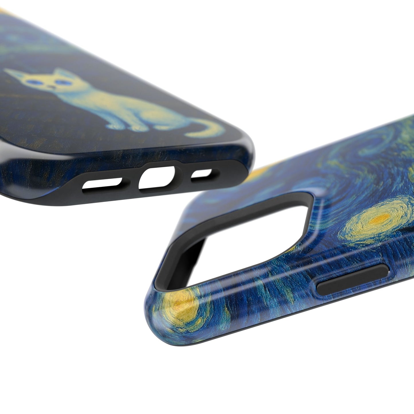 Starry Night Cat โ Van Gogh Inspired โ iPhone 16, 15, 14, 13 โ MagSafe Magnetic Tough Case by HitStickers