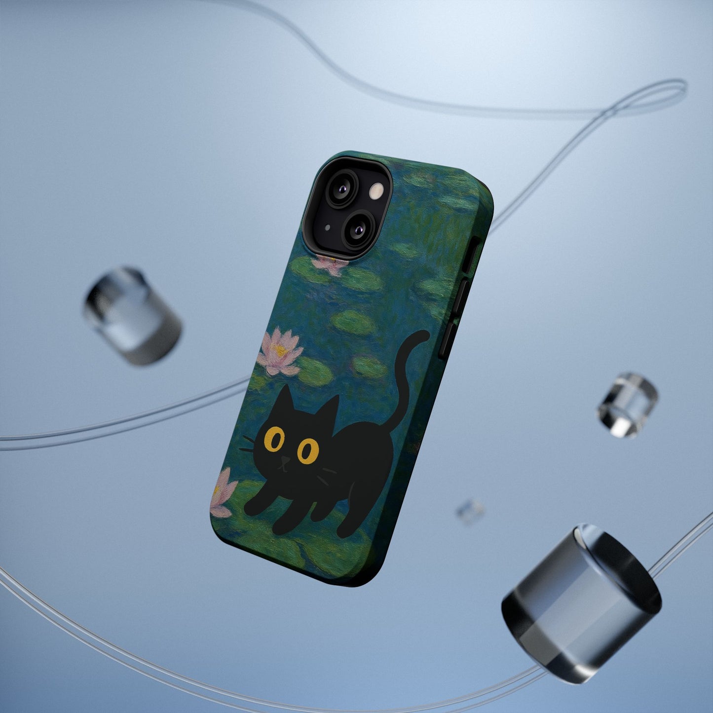Water Lily Cat โ Monet Inspired โ iPhone 16, 15, 14, 13 โ MagSafe Magnetic Tough Case by HitStickers