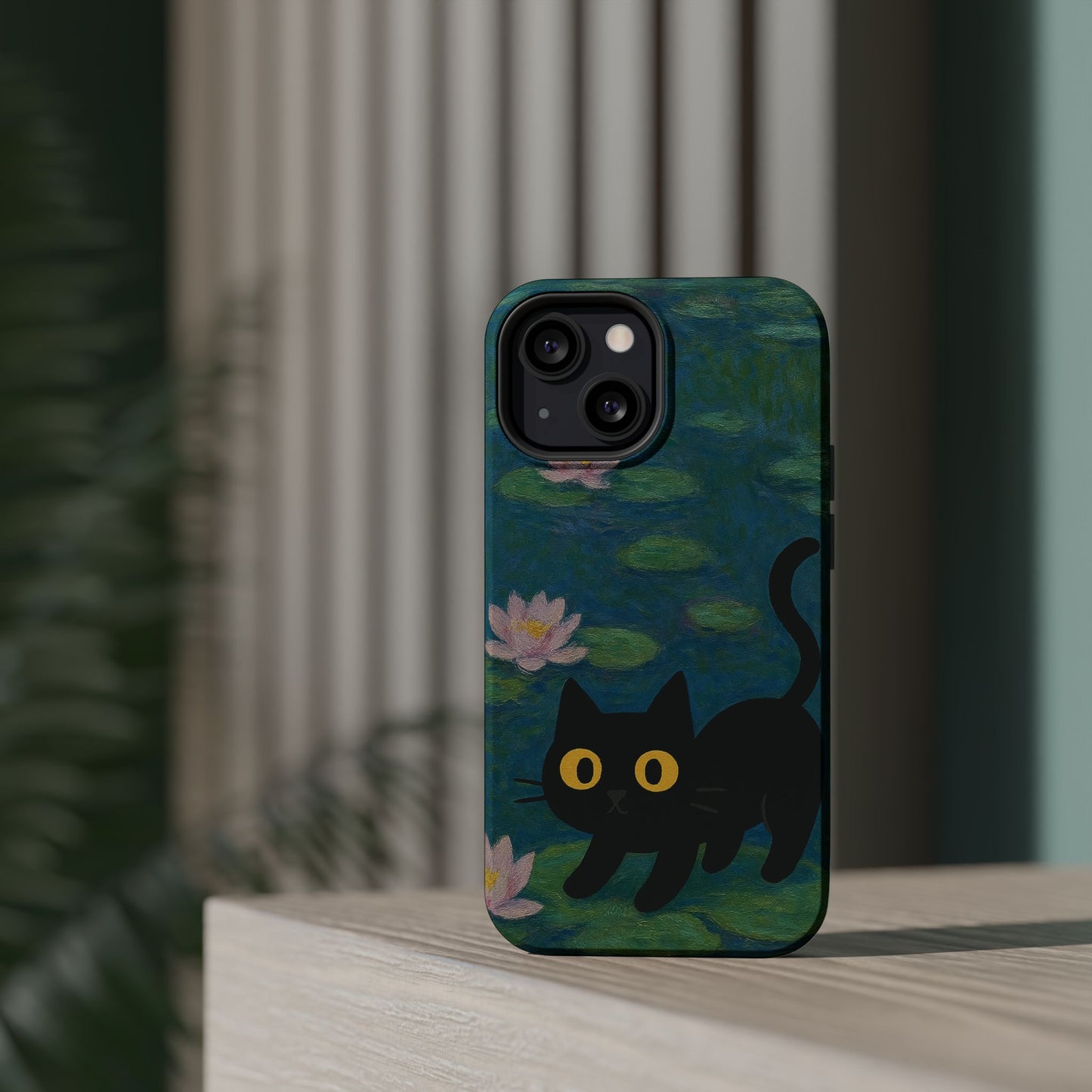 Water Lily Cat โ Monet Inspired โ iPhone 16, 15, 14, 13 โ MagSafe Magnetic Tough Case by HitStickers