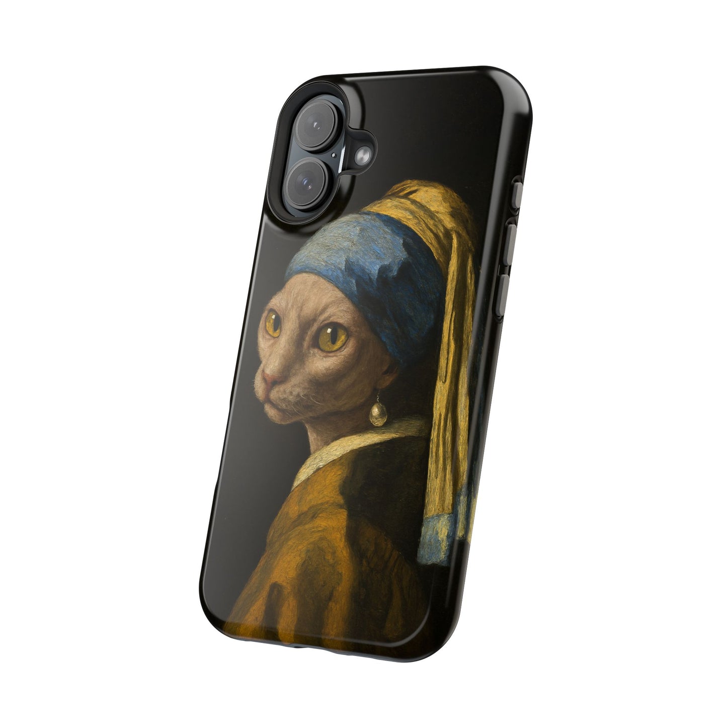 Cat with a Pearl Earring โ Vermeer Inspired โ iPhone 16, 15, 14, 13 โ MagSafe Magnetic Tough Case by HitStickers