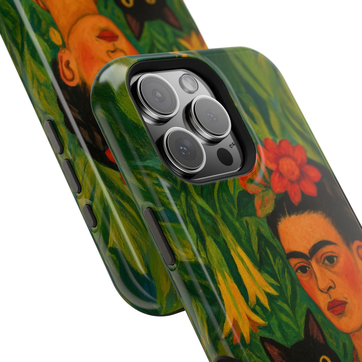 Frida & the Black Cat โ Kahlo Inspired โ iPhone 16, 15, 14, 13 โ MagSafe Magnetic Tough Case by HitStickers