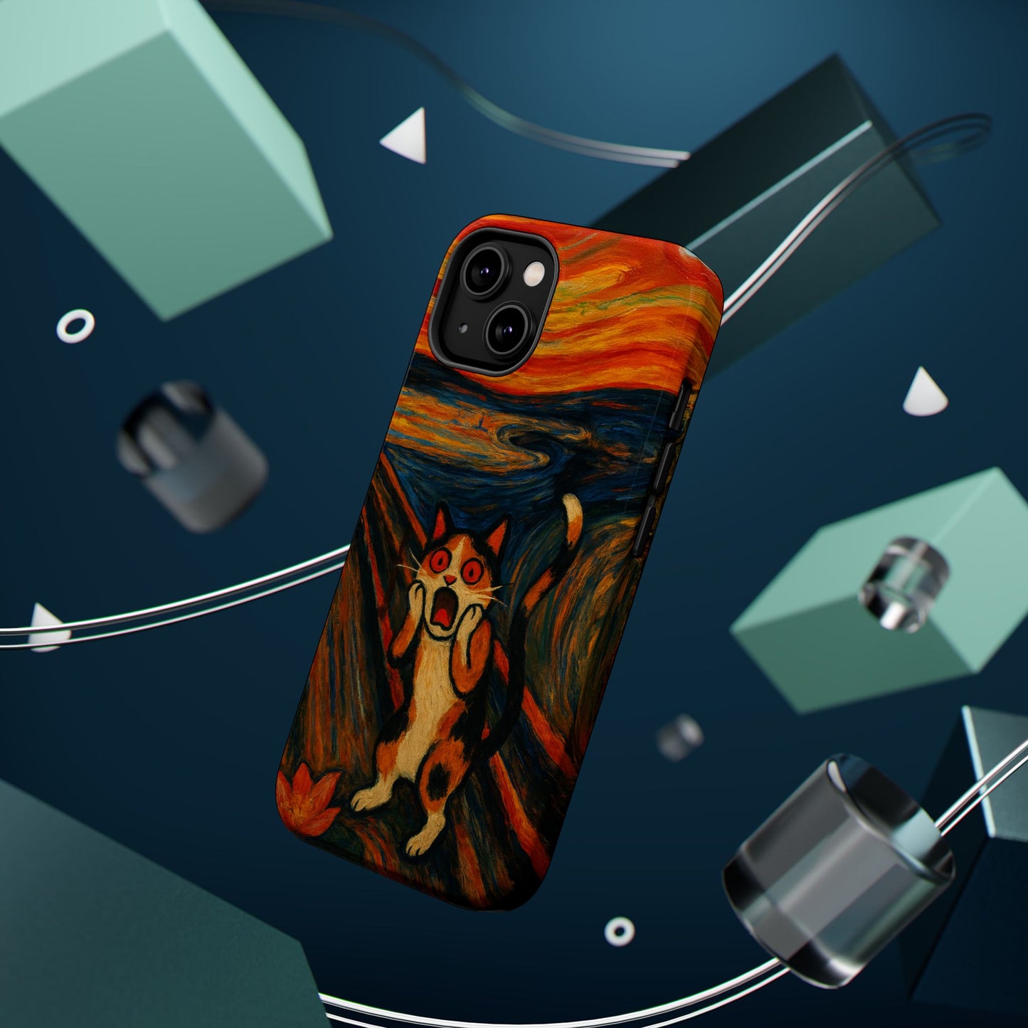 The Cat Scream โ Munch Inspired โ iPhone 16, 15, 14, 13 โ MagSafe Magnetic Tough Case by HitStickers