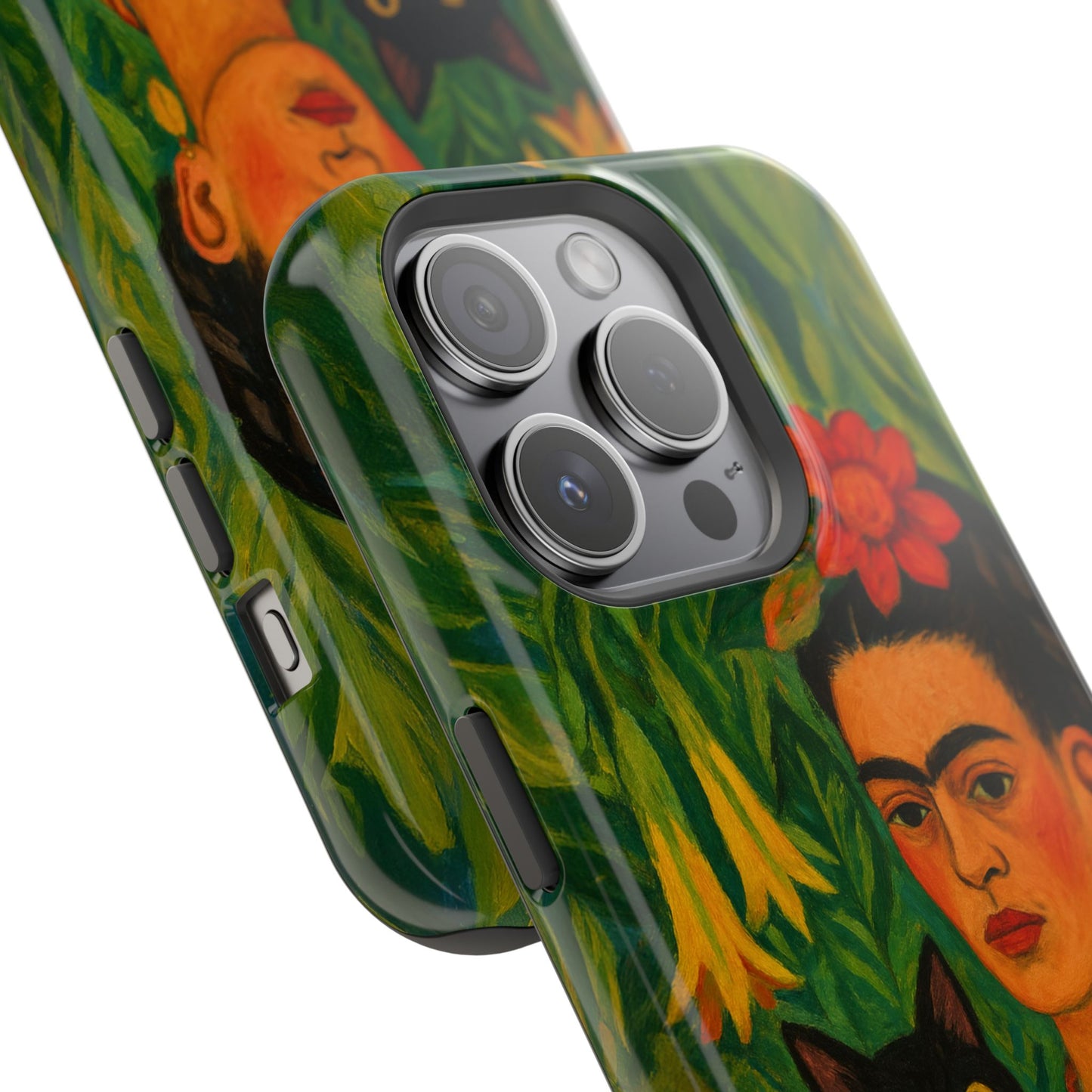Frida & the Black Cat โ Kahlo Inspired โ iPhone 16, 15, 14, 13 โ MagSafe Magnetic Tough Case by HitStickers