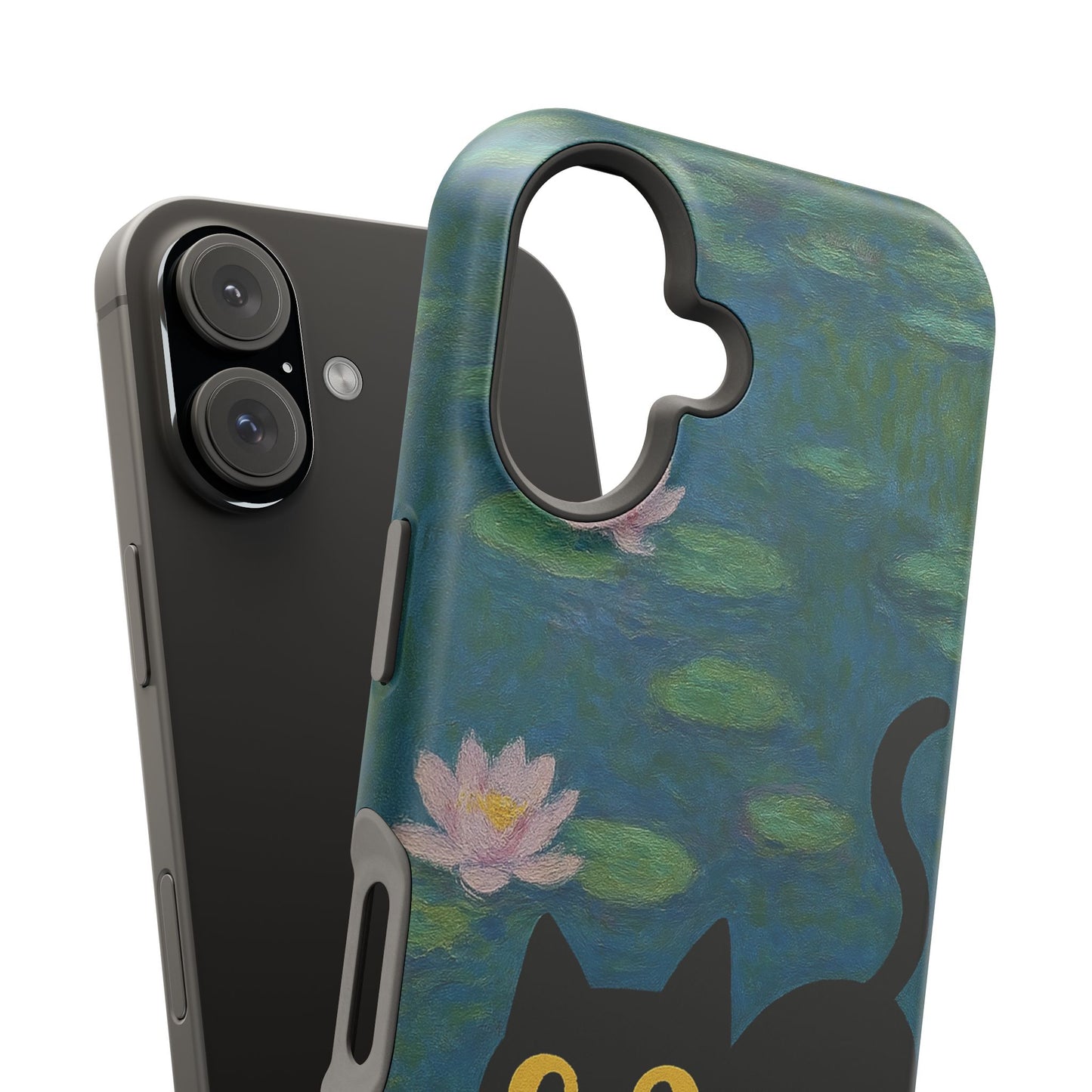 Water Lily Cat โ Monet Inspired โ iPhone 16, 15, 14, 13 โ MagSafe Magnetic Tough Case by HitStickers