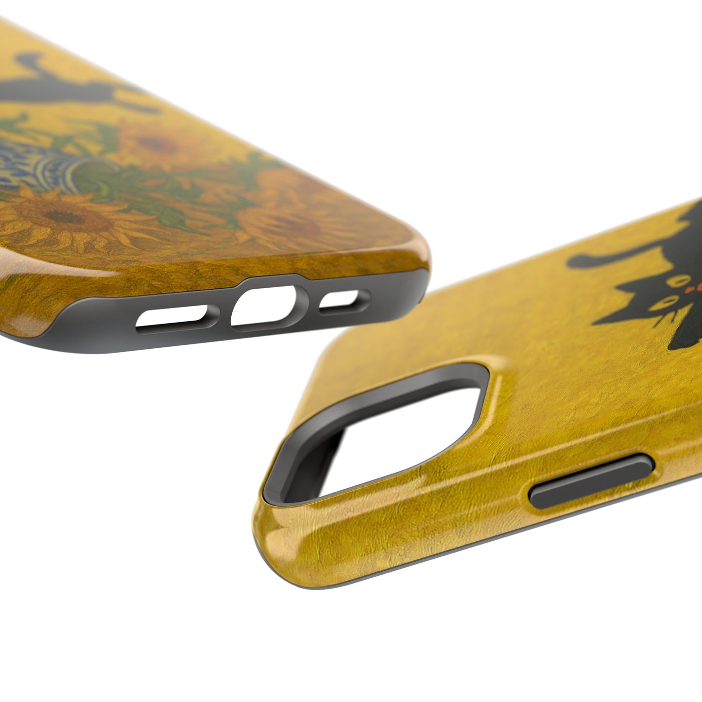 Mischievous Cat & Sunflowers โ Van Gogh Inspired โ iPhone 16, 15, 14, 13 โ MagSafe Magnetic Tough Case by HitStickers