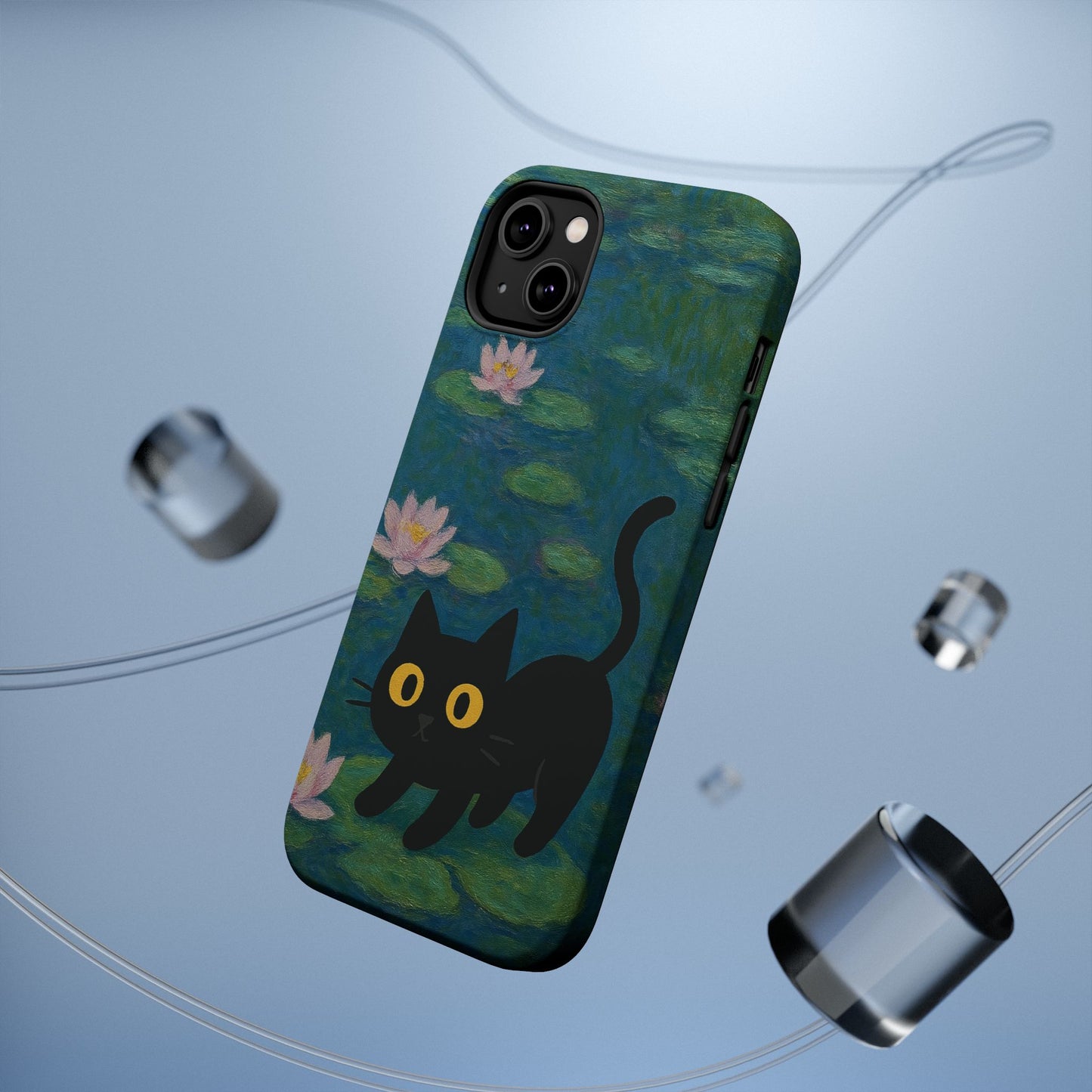 Water Lily Cat โ Monet Inspired โ iPhone 16, 15, 14, 13 โ MagSafe Magnetic Tough Case by HitStickers