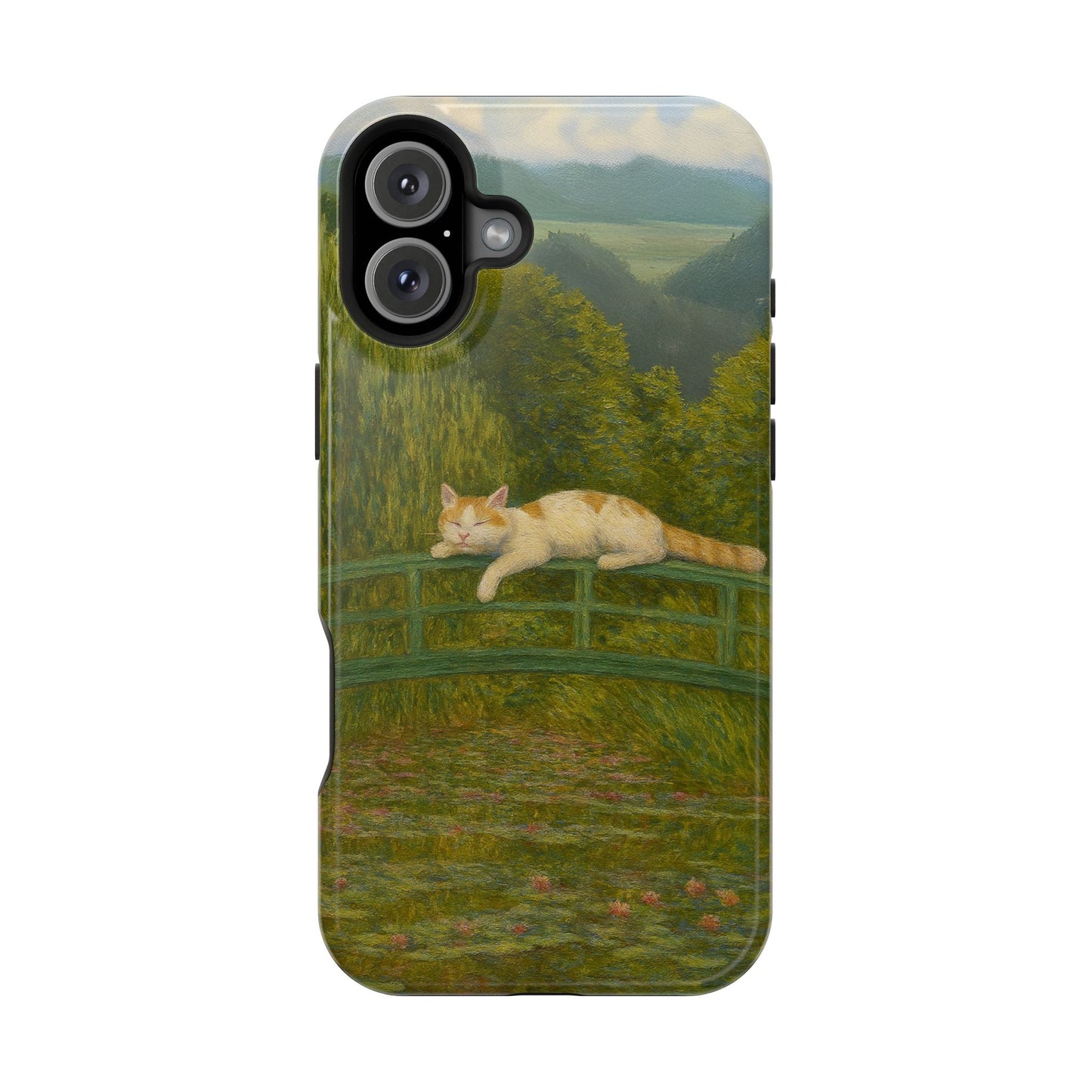 Sleeping Cat on the Japanese Bridge โ Monet Inspired โ iPhone 16, 15, 14, 13 โ MagSafe Magnetic Tough Case by HitStickers
