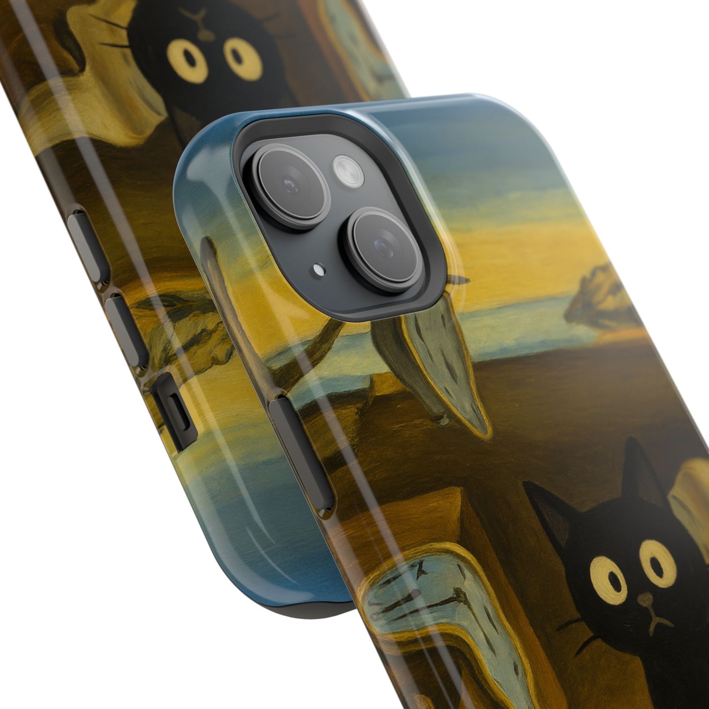 The Cat of Melting Time – Dalí Inspired – iPhone 16, 15, 14, 13 – MagSafe Magnetic Tough Case by HitStickers