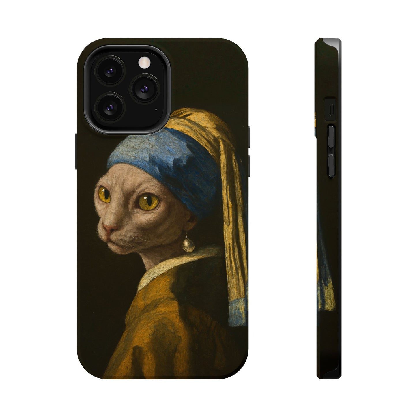 Cat with a Pearl Earring โ Vermeer Inspired โ iPhone 16, 15, 14, 13 โ MagSafe Magnetic Tough Case by HitStickers
