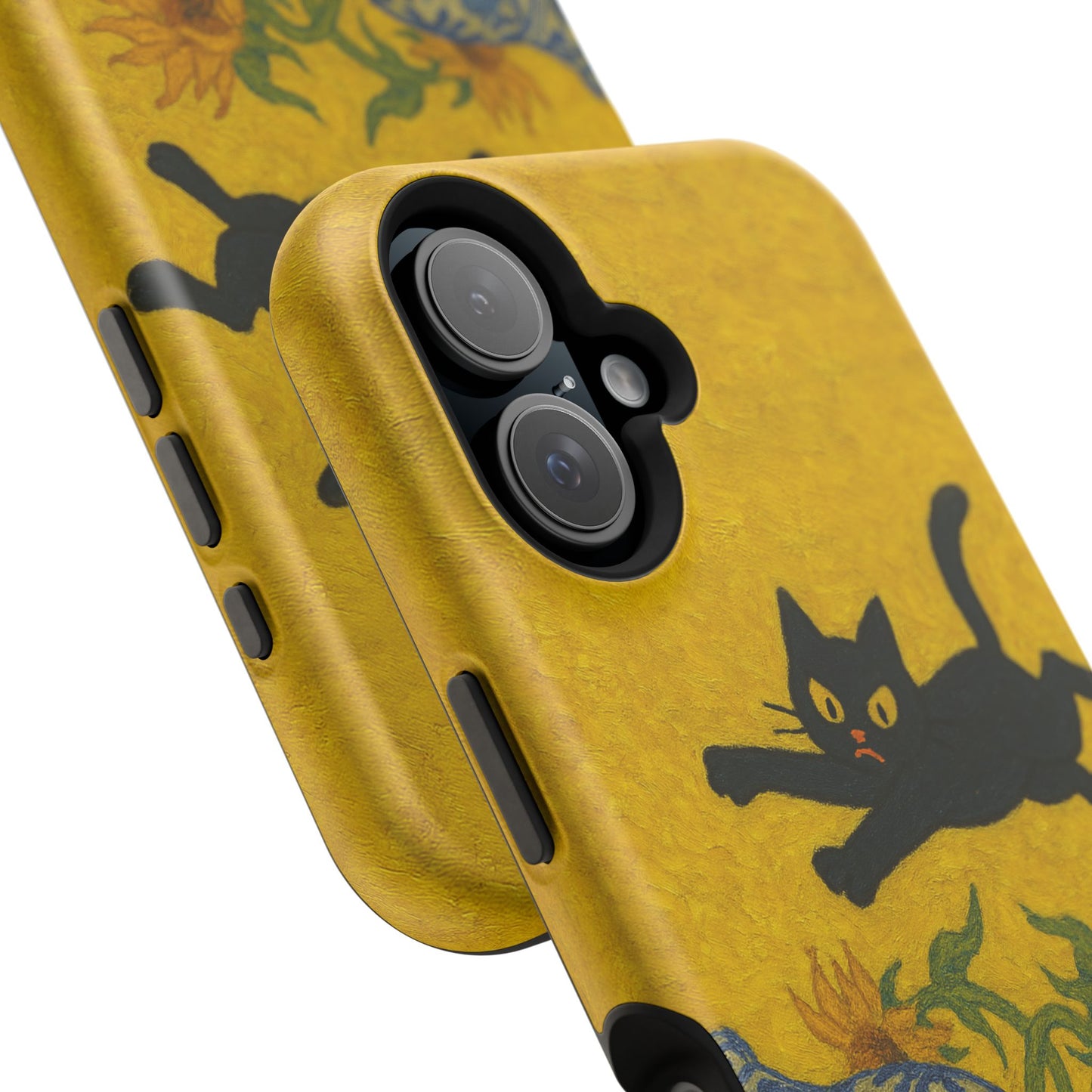 Mischievous Cat & Sunflowers โ Van Gogh Inspired โ iPhone 16, 15, 14, 13 โ MagSafe Magnetic Tough Case by HitStickers