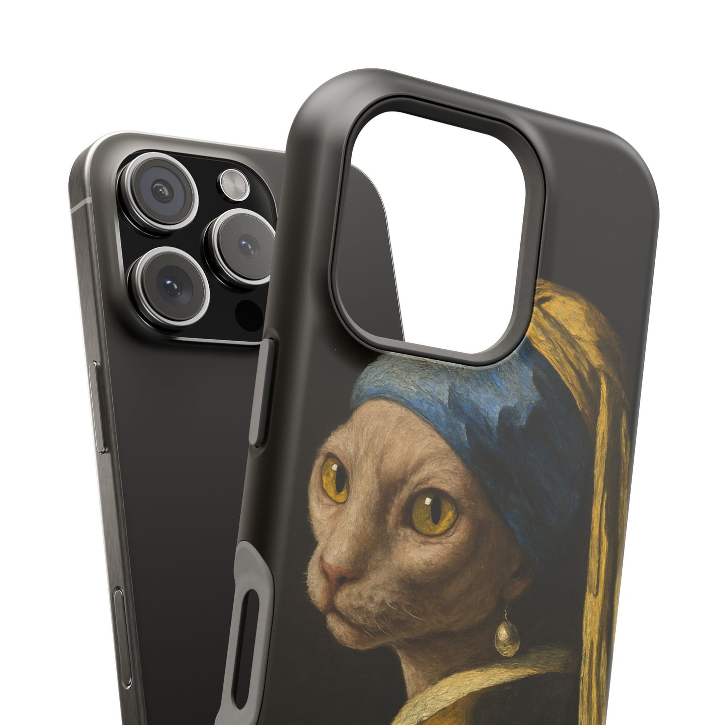Cat with a Pearl Earring โ Vermeer Inspired โ iPhone 16, 15, 14, 13 โ MagSafe Magnetic Tough Case by HitStickers
