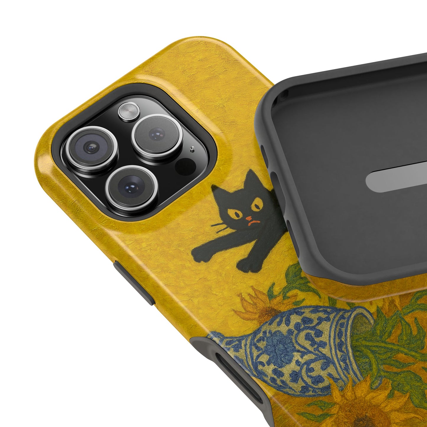 Mischievous Cat & Sunflowers โ Van Gogh Inspired โ iPhone 16, 15, 14, 13 โ MagSafe Magnetic Tough Case by HitStickers