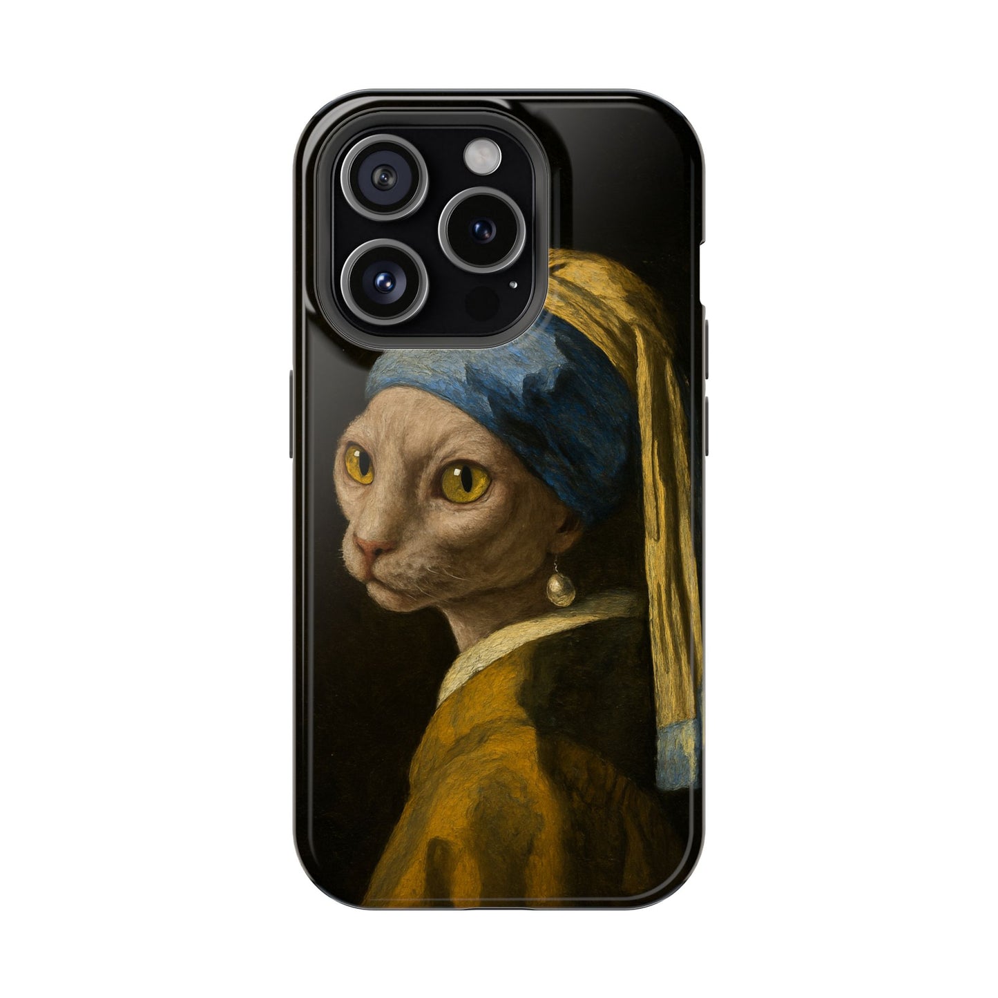 Cat with a Pearl Earring โ Vermeer Inspired โ iPhone 16, 15, 14, 13 โ MagSafe Magnetic Tough Case by HitStickers