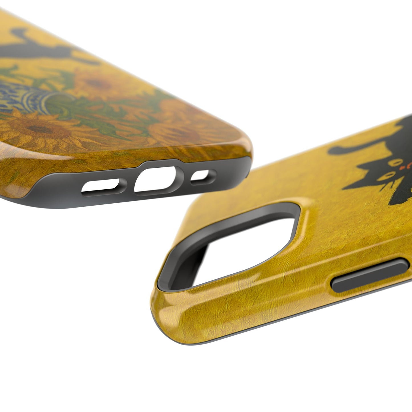 Mischievous Cat & Sunflowers โ Van Gogh Inspired โ iPhone 16, 15, 14, 13 โ MagSafe Magnetic Tough Case by HitStickers