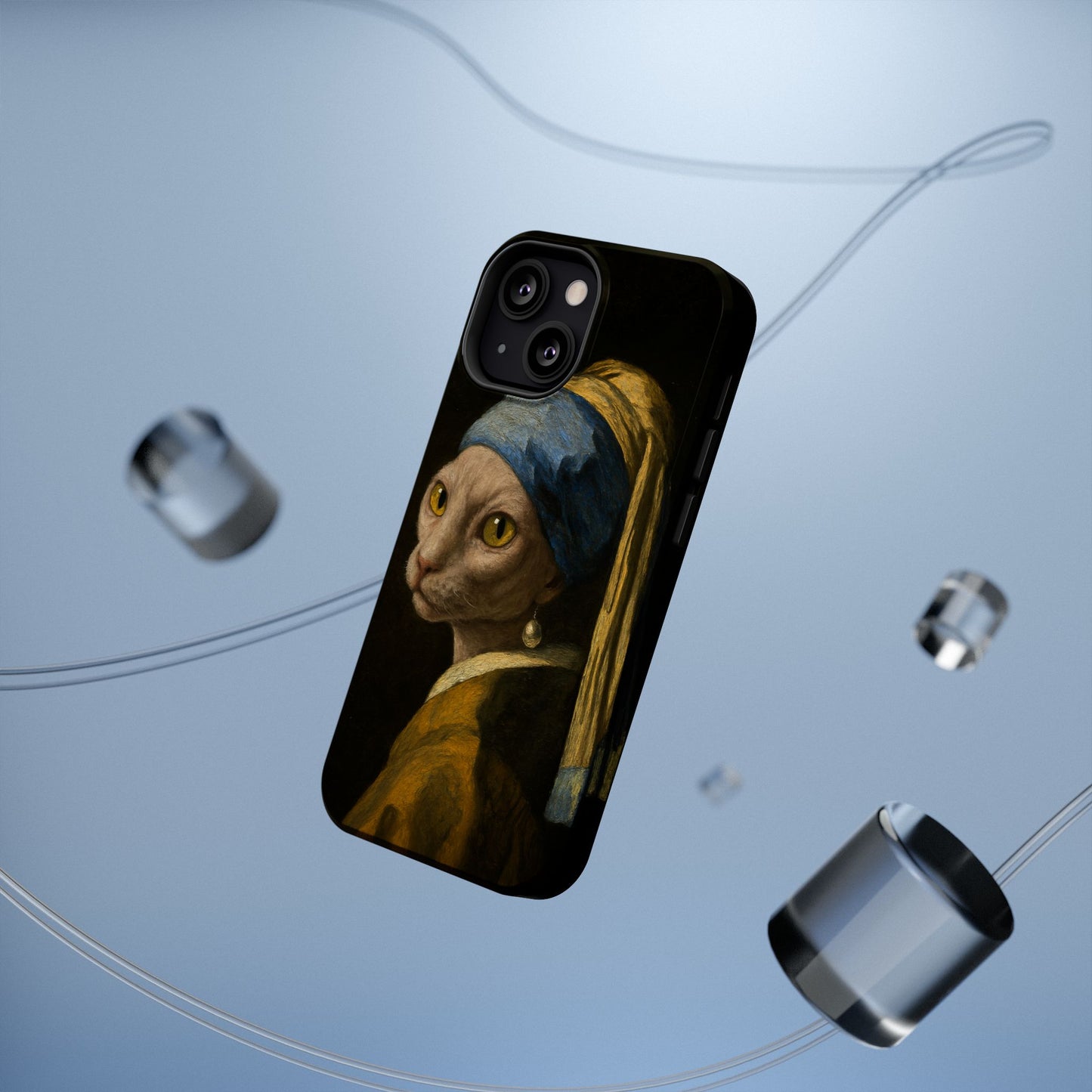 Cat with a Pearl Earring โ Vermeer Inspired โ iPhone 16, 15, 14, 13 โ MagSafe Magnetic Tough Case by HitStickers