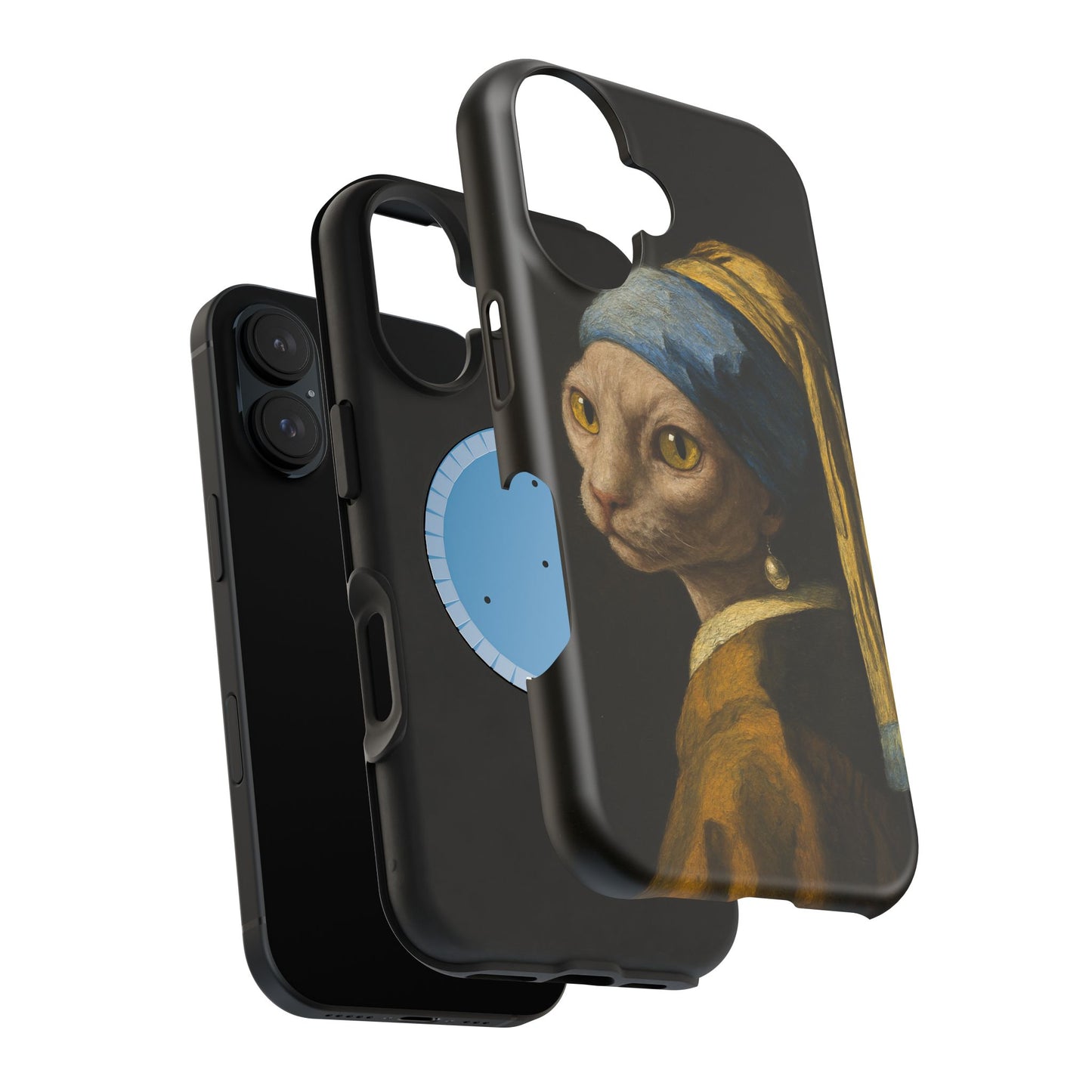 Cat with a Pearl Earring โ Vermeer Inspired โ iPhone 16, 15, 14, 13 โ MagSafe Magnetic Tough Case by HitStickers