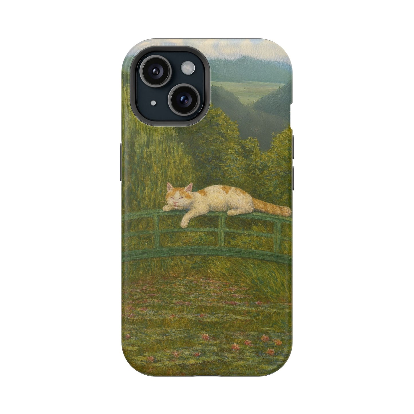 Sleeping Cat on the Japanese Bridge โ Monet Inspired โ iPhone 16, 15, 14, 13 โ MagSafe Magnetic Tough Case by HitStickers