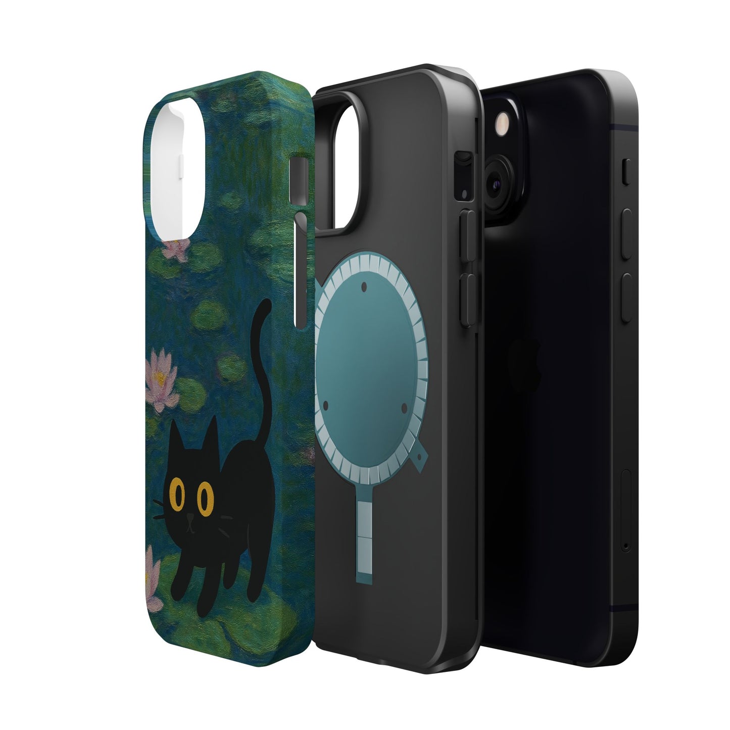 Water Lily Cat โ Monet Inspired โ iPhone 16, 15, 14, 13 โ MagSafe Magnetic Tough Case by HitStickers