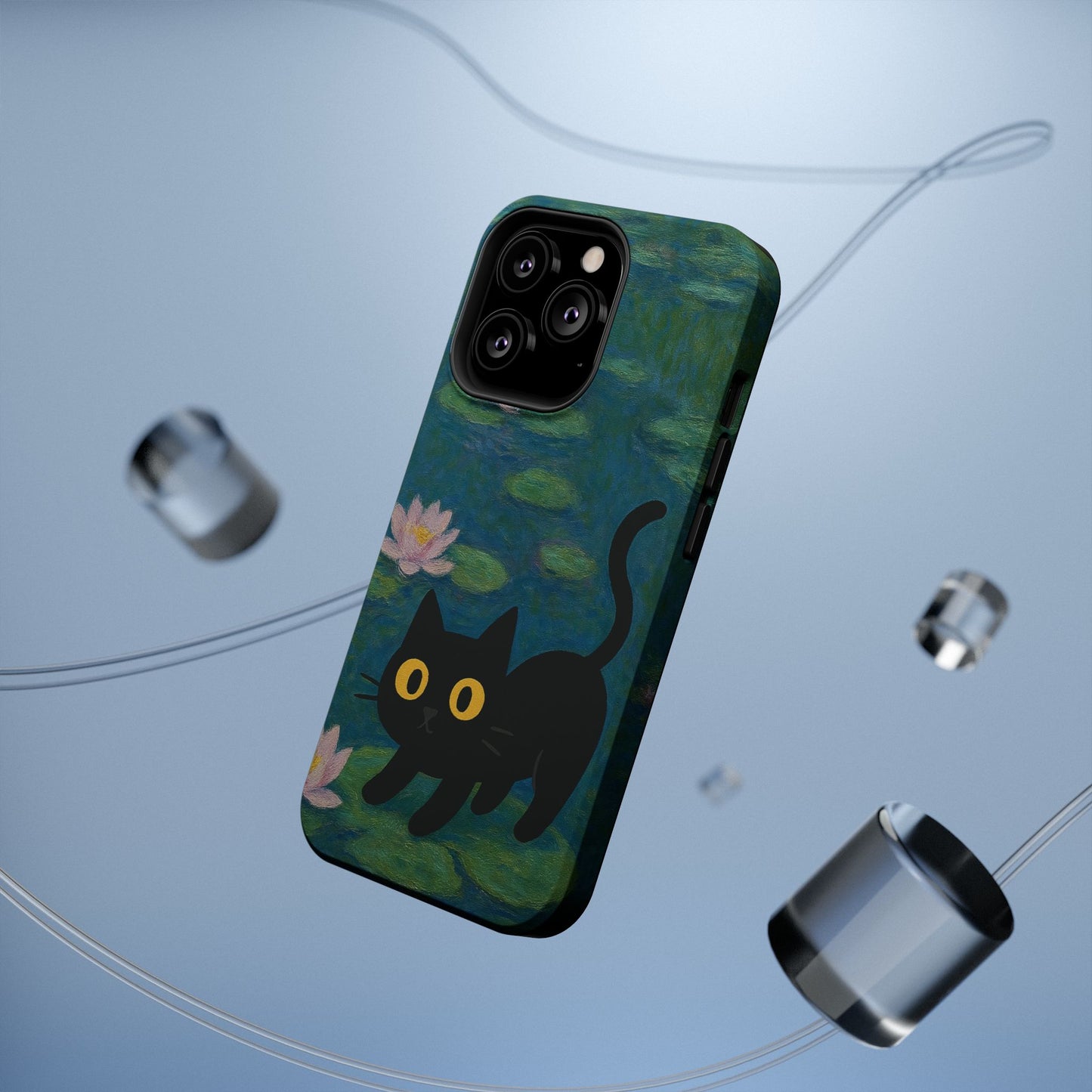 Water Lily Cat โ Monet Inspired โ iPhone 16, 15, 14, 13 โ MagSafe Magnetic Tough Case by HitStickers