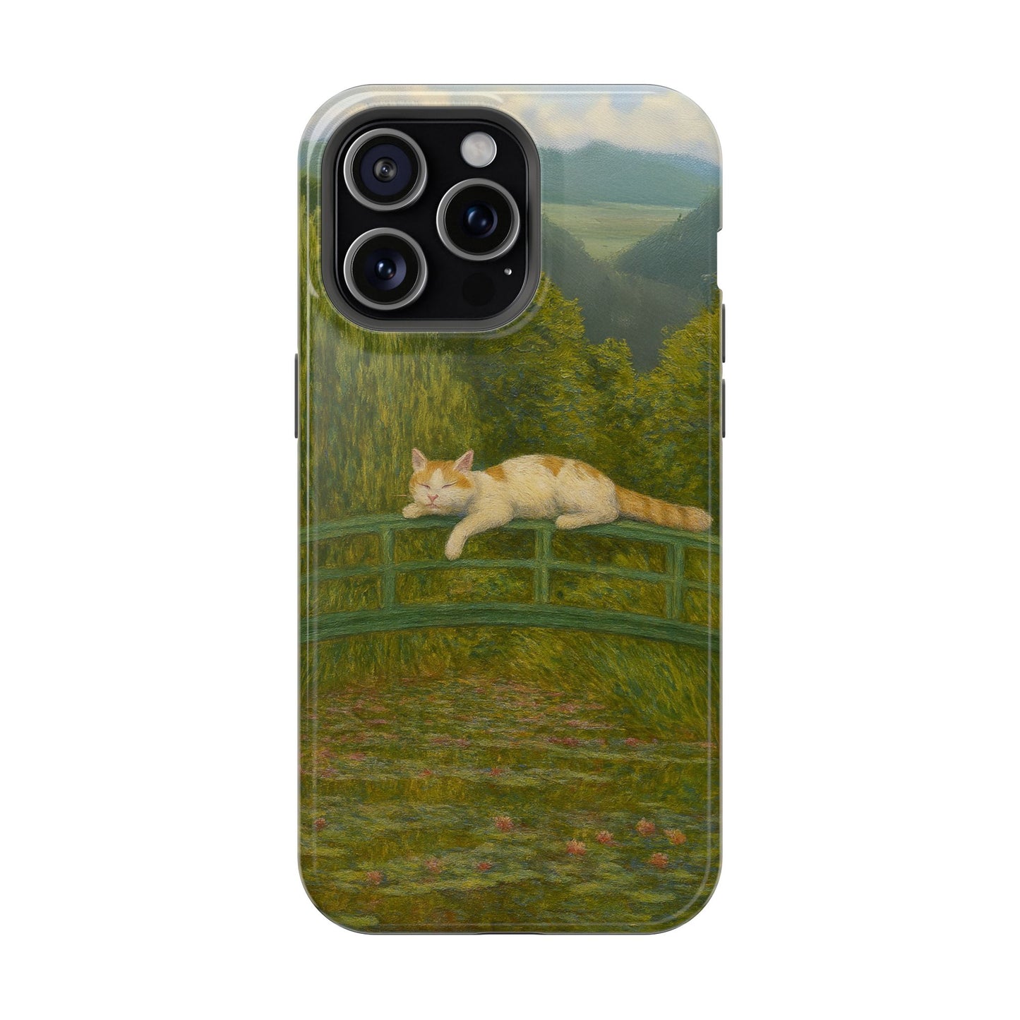 Sleeping Cat on the Japanese Bridge โ Monet Inspired โ iPhone 16, 15, 14, 13 โ MagSafe Magnetic Tough Case by HitStickers