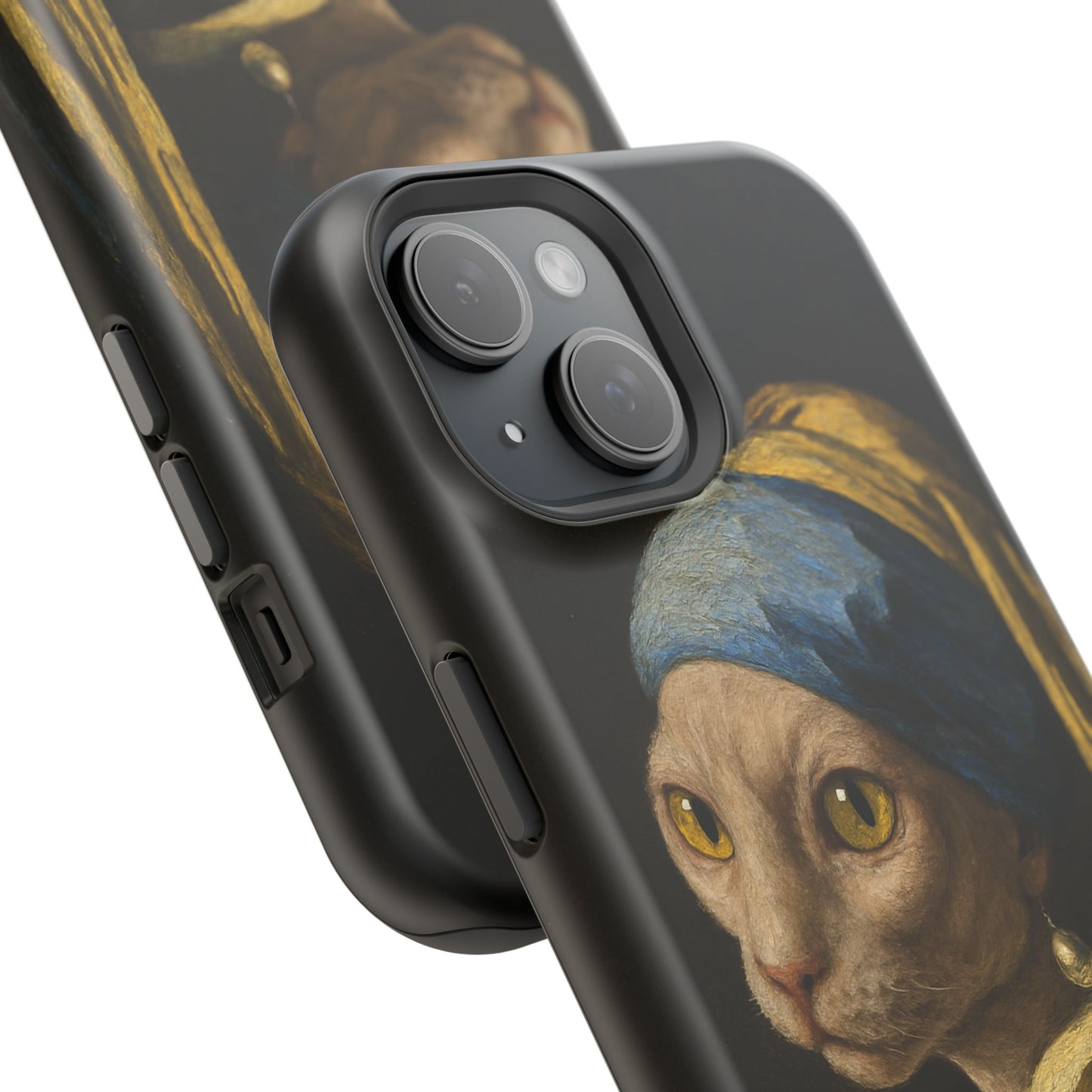Cat with a Pearl Earring โ Vermeer Inspired โ iPhone 16, 15, 14, 13 โ MagSafe Magnetic Tough Case by HitStickers