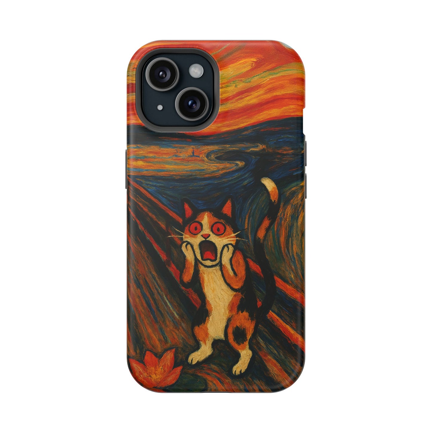The Cat Scream โ Munch Inspired โ iPhone 16, 15, 14, 13 โ MagSafe Magnetic Tough Case by HitStickers