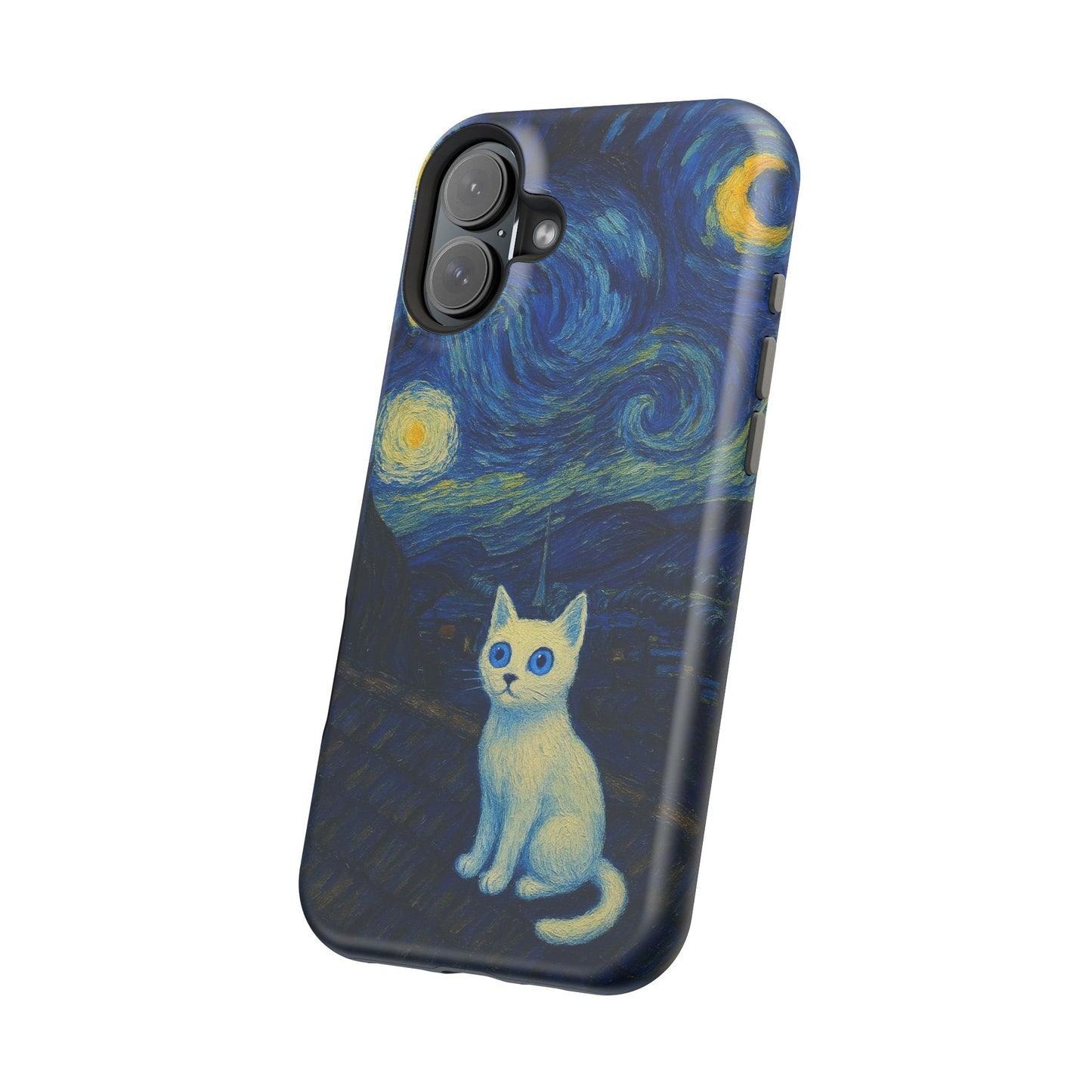 Starry Night Cat โ Van Gogh Inspired โ iPhone 16, 15, 14, 13 โ MagSafe Magnetic Tough Case by HitStickers
