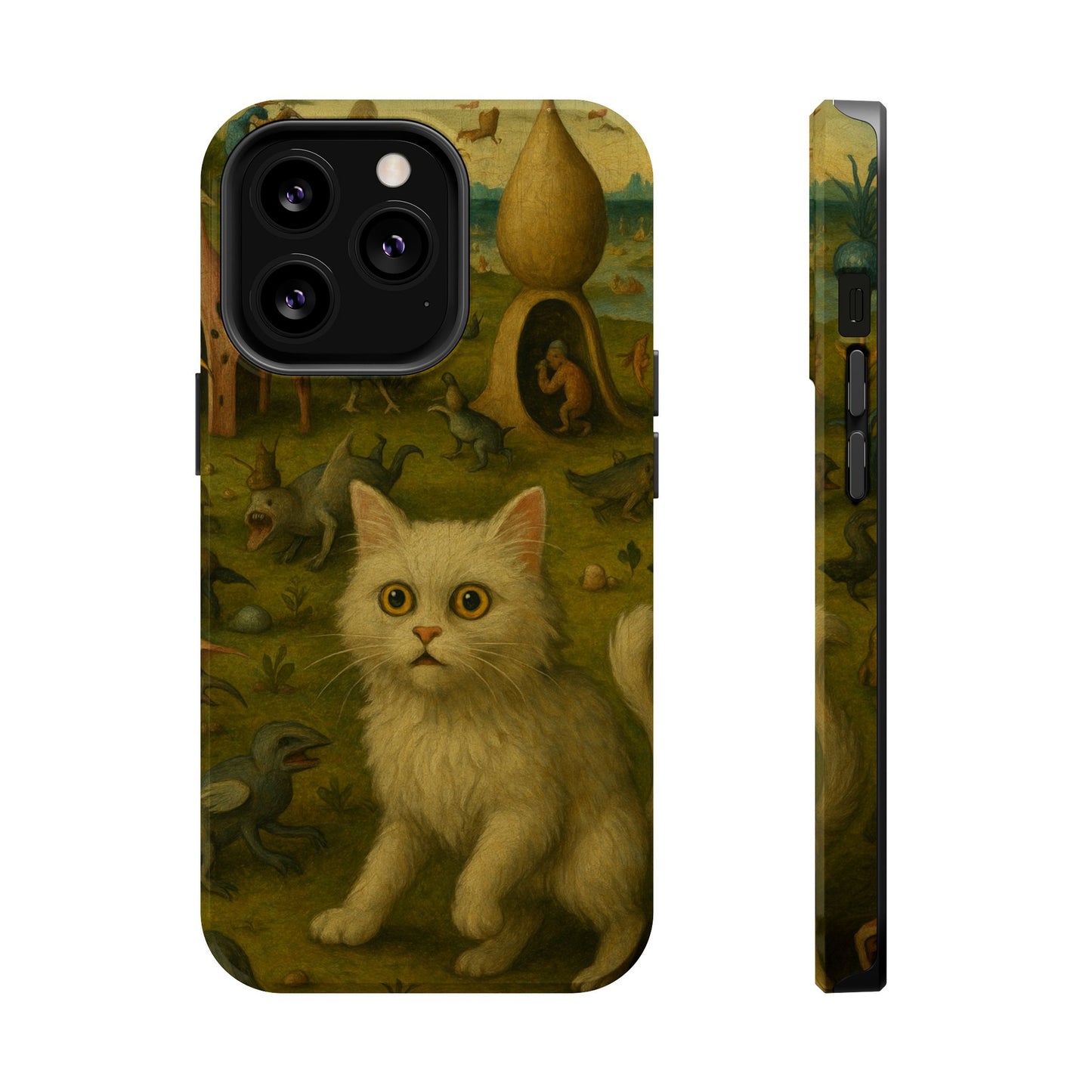 Garden of Cat Delights โ Bosch Inspired โ iPhone 16, 15, 14, 13 โ MagSafe Magnetic Tough Case by HitStickers