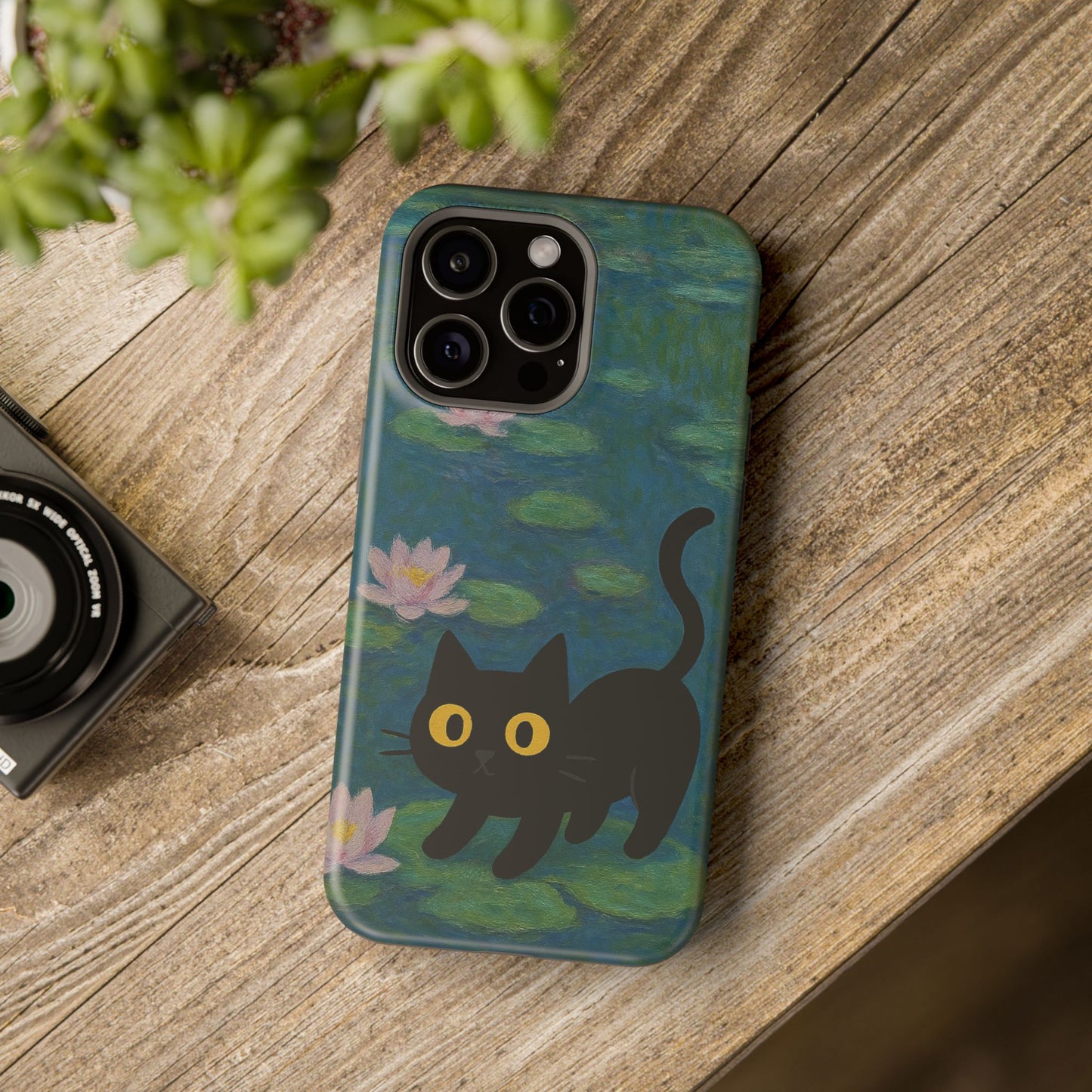 Water Lily Cat โ Monet Inspired โ iPhone 16, 15, 14, 13 โ MagSafe Magnetic Tough Case by HitStickers