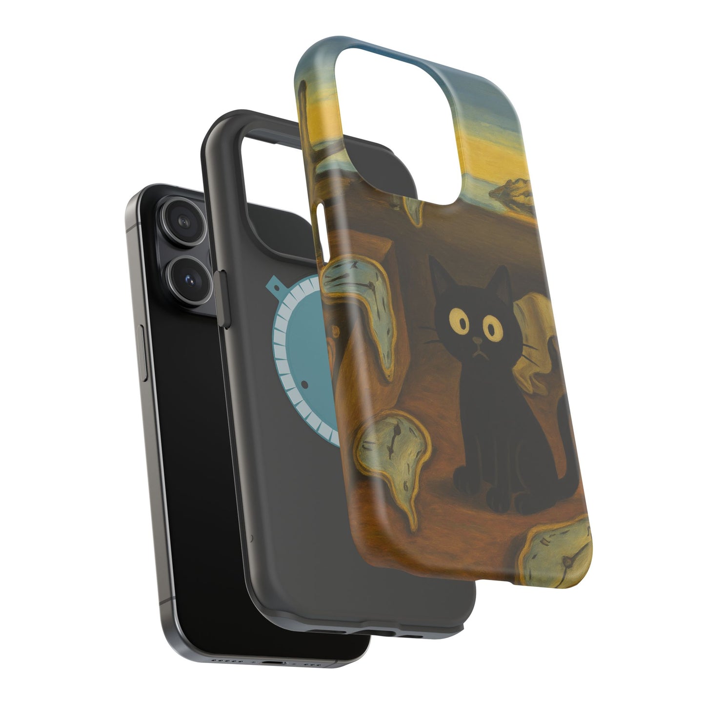 The Cat of Melting Time – Dalí Inspired – iPhone 16, 15, 14, 13 – MagSafe Magnetic Tough Case by HitStickers