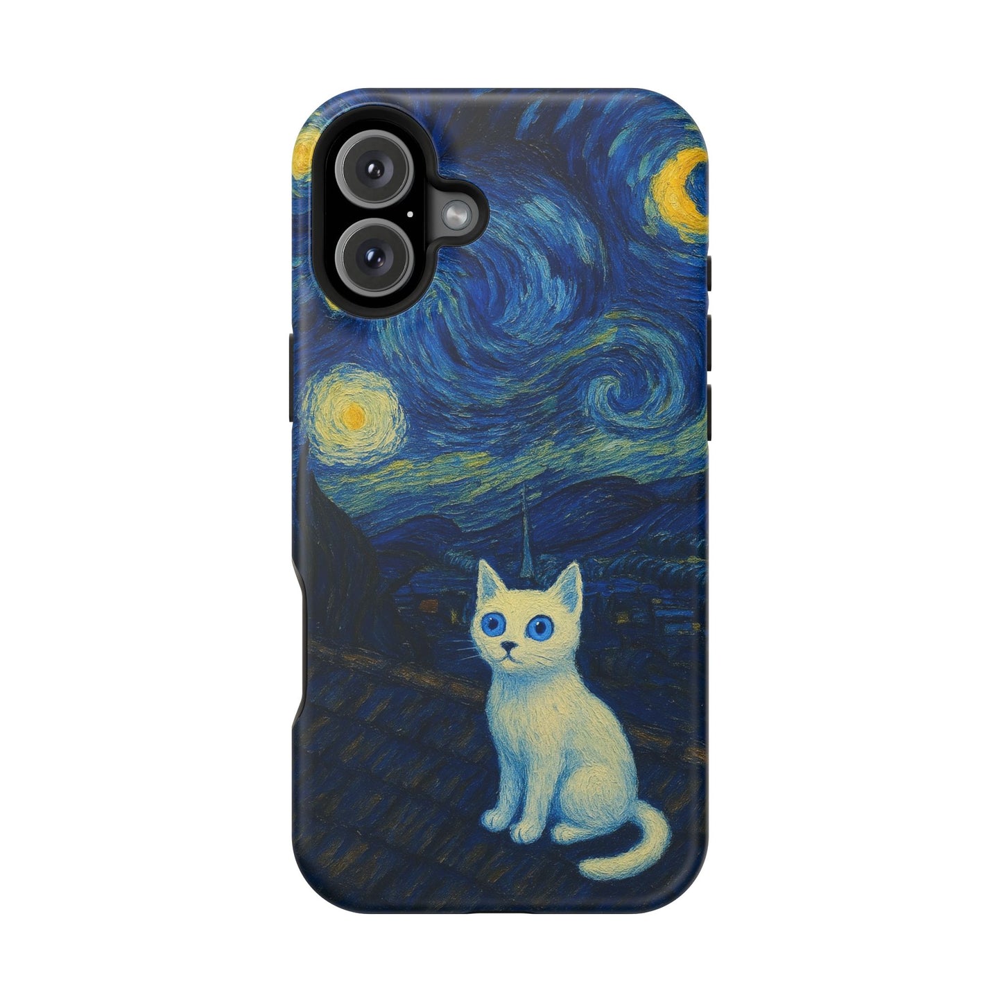 Starry Night Cat โ Van Gogh Inspired โ iPhone 16, 15, 14, 13 โ MagSafe Magnetic Tough Case by HitStickers