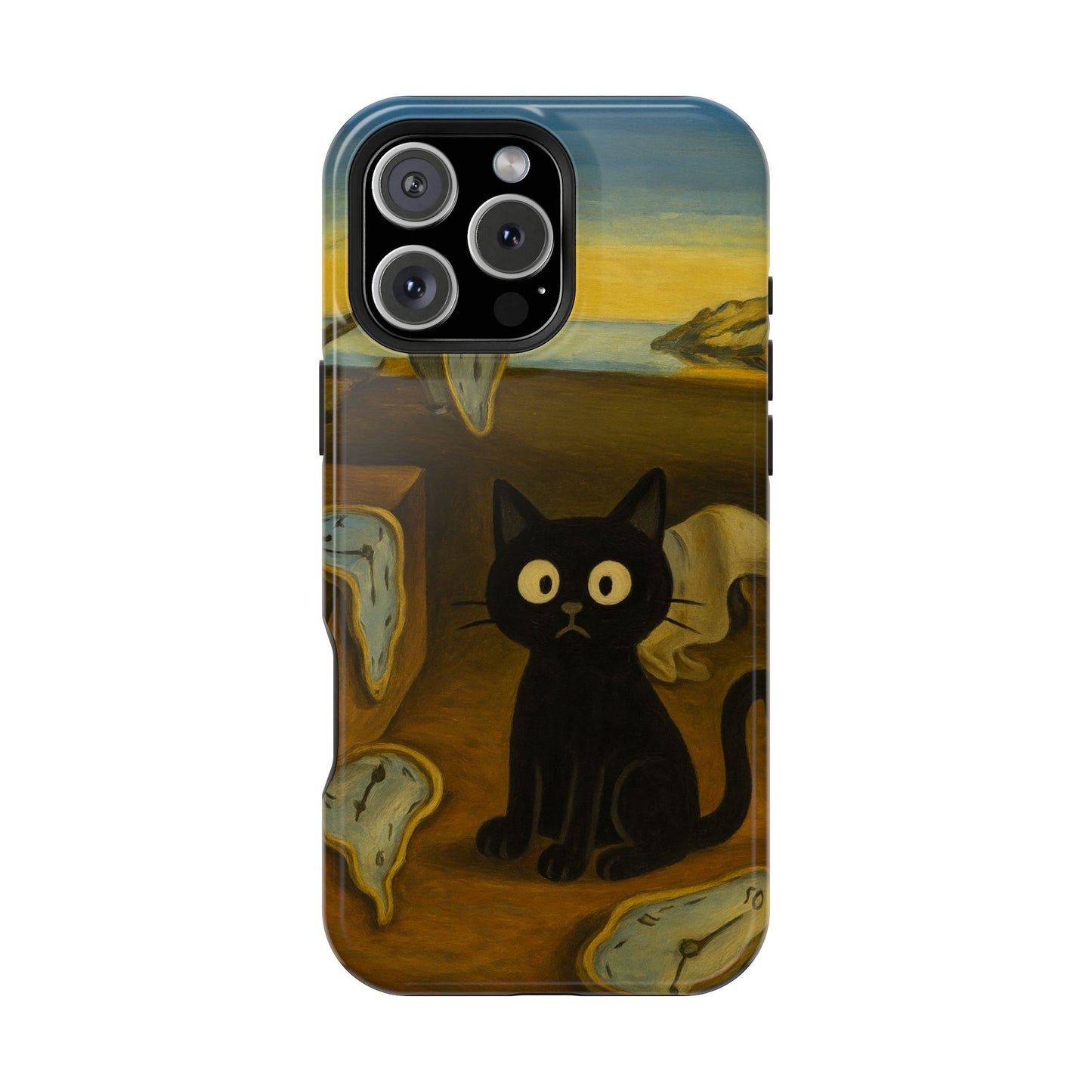 The Cat of Melting Time – Dalí Inspired – iPhone 16, 15, 14, 13 – MagSafe Magnetic Tough Case by HitStickers