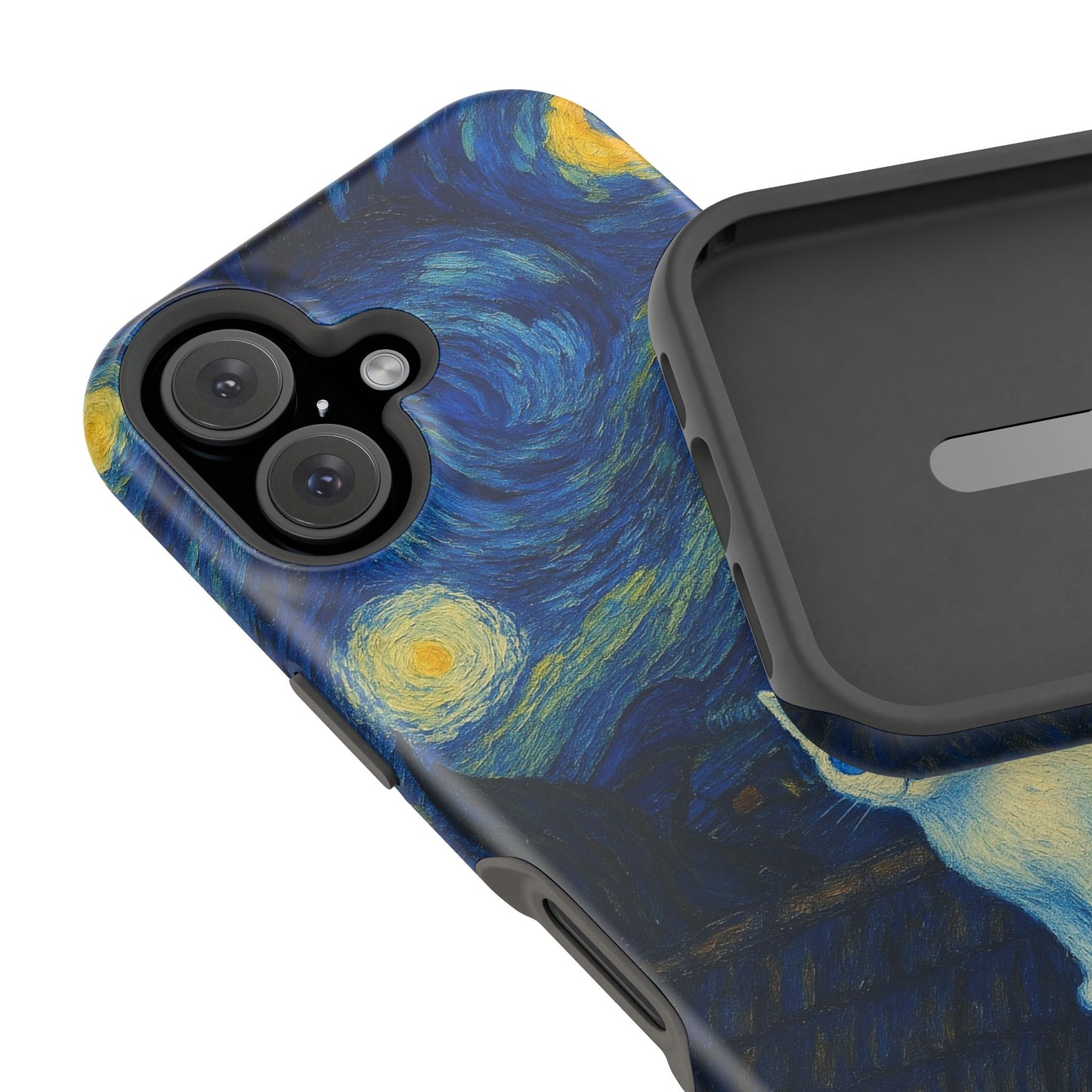 Starry Night Cat โ Van Gogh Inspired โ iPhone 16, 15, 14, 13 โ MagSafe Magnetic Tough Case by HitStickers
