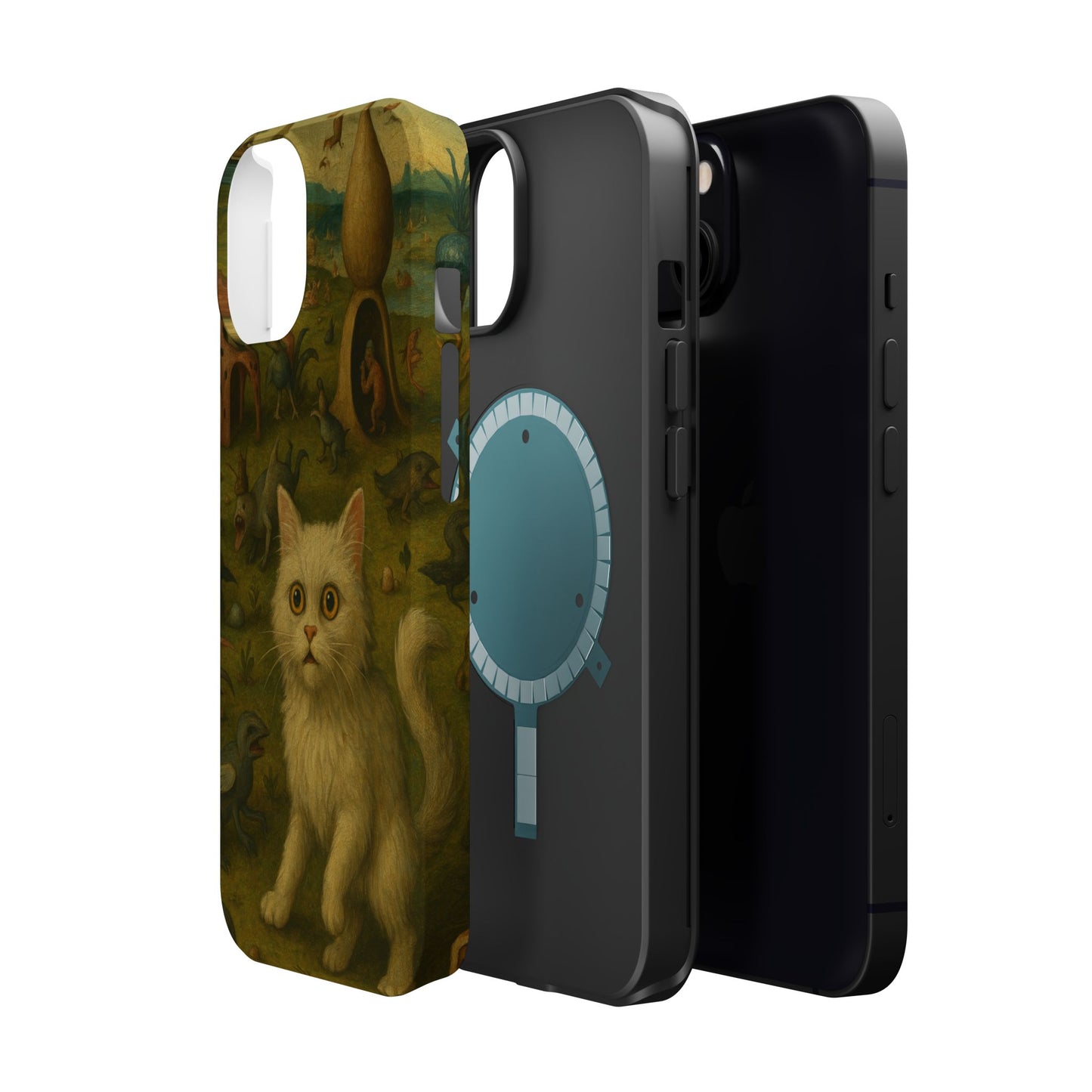 Garden of Cat Delights โ Bosch Inspired โ iPhone 16, 15, 14, 13 โ MagSafe Magnetic Tough Case by HitStickers