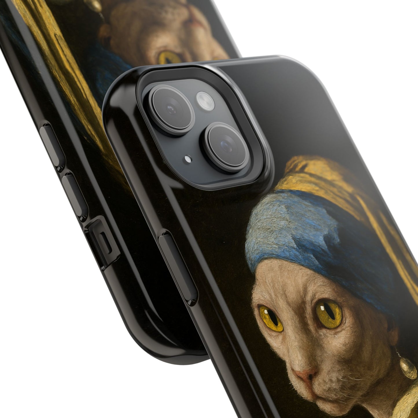 Cat with a Pearl Earring โ Vermeer Inspired โ iPhone 16, 15, 14, 13 โ MagSafe Magnetic Tough Case by HitStickers