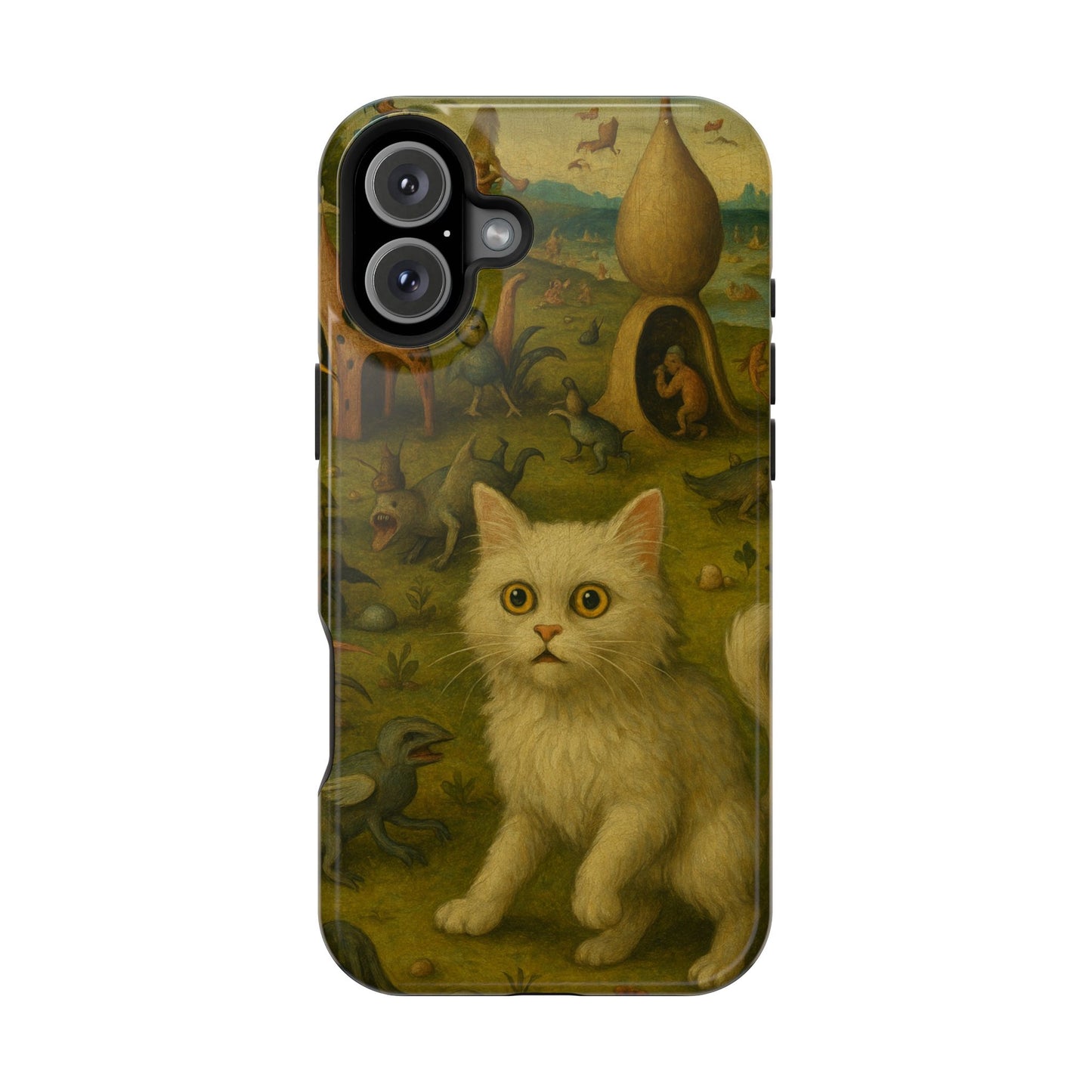 Garden of Cat Delights โ Bosch Inspired โ iPhone 16, 15, 14, 13 โ MagSafe Magnetic Tough Case by HitStickers