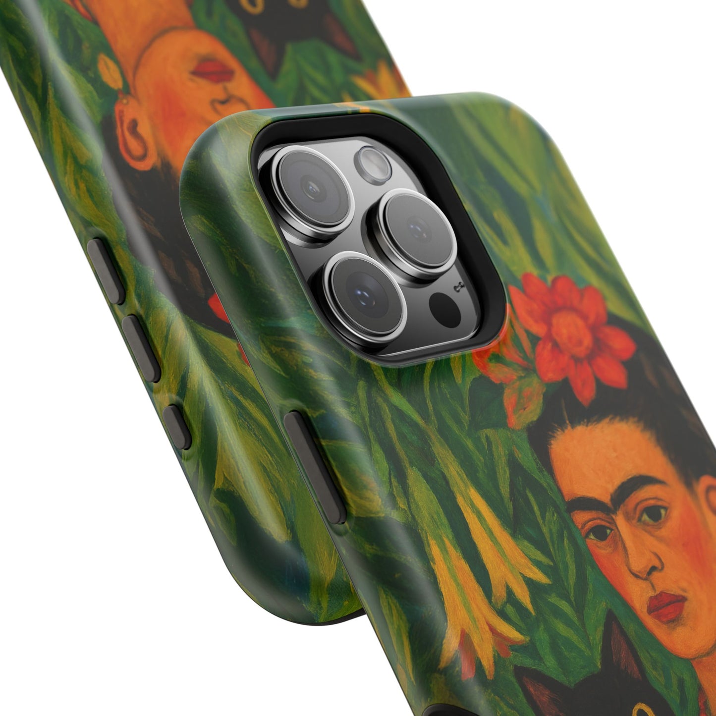 Frida & the Black Cat โ Kahlo Inspired โ iPhone 16, 15, 14, 13 โ MagSafe Magnetic Tough Case by HitStickers