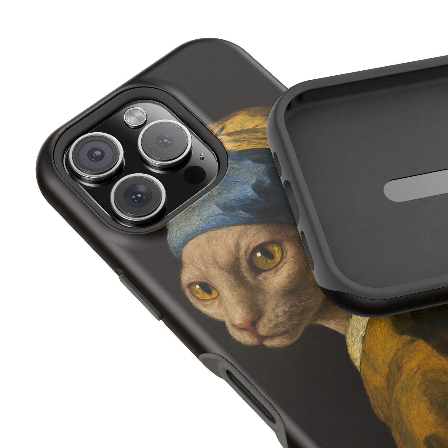 Cat with a Pearl Earring โ Vermeer Inspired โ iPhone 16, 15, 14, 13 โ MagSafe Magnetic Tough Case by HitStickers