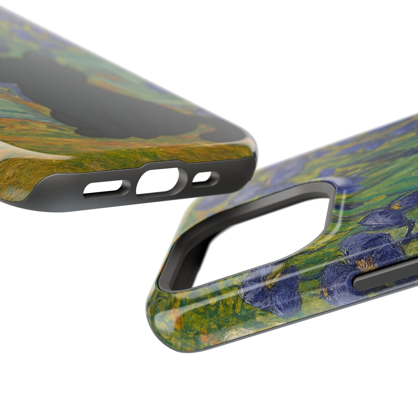 Peaceful Cat in Irises โ Van Gogh Inspired โ iPhone 16, 15, 14, 13 โ MagSafe Magnetic Tough Case by HitStickers