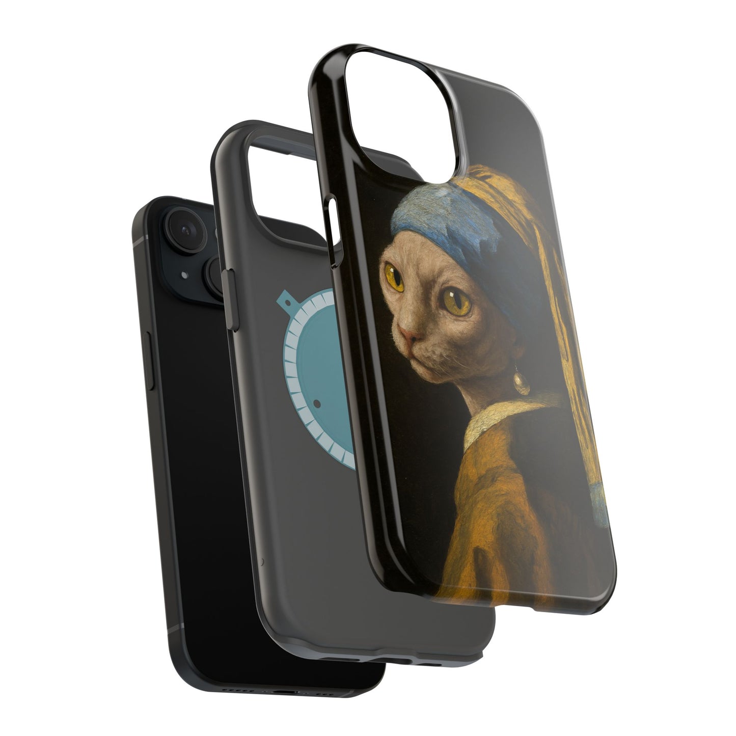 Cat with a Pearl Earring โ Vermeer Inspired โ iPhone 16, 15, 14, 13 โ MagSafe Magnetic Tough Case by HitStickers