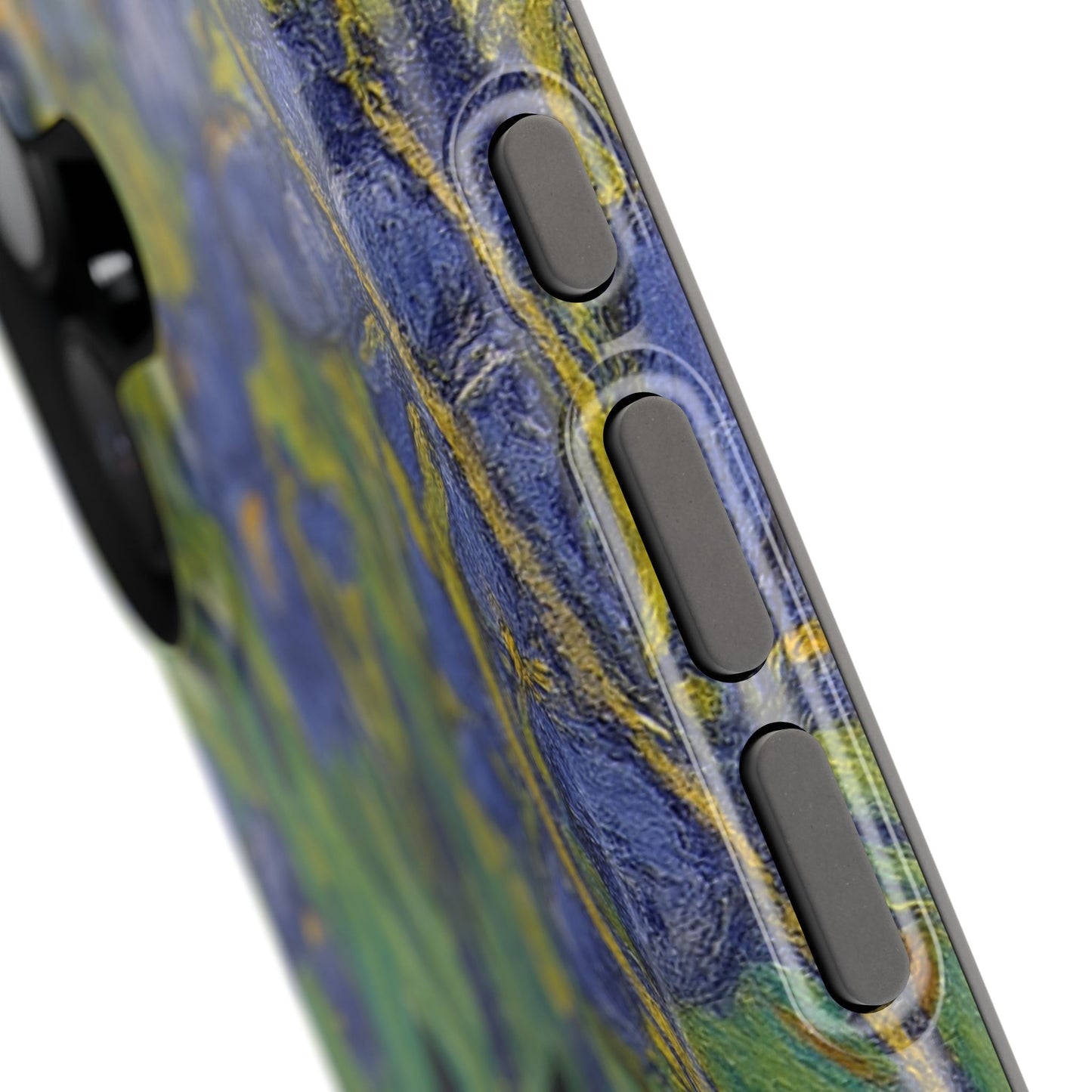 Peaceful Cat in Irises โ Van Gogh Inspired โ iPhone 16, 15, 14, 13 โ MagSafe Magnetic Tough Case by HitStickers