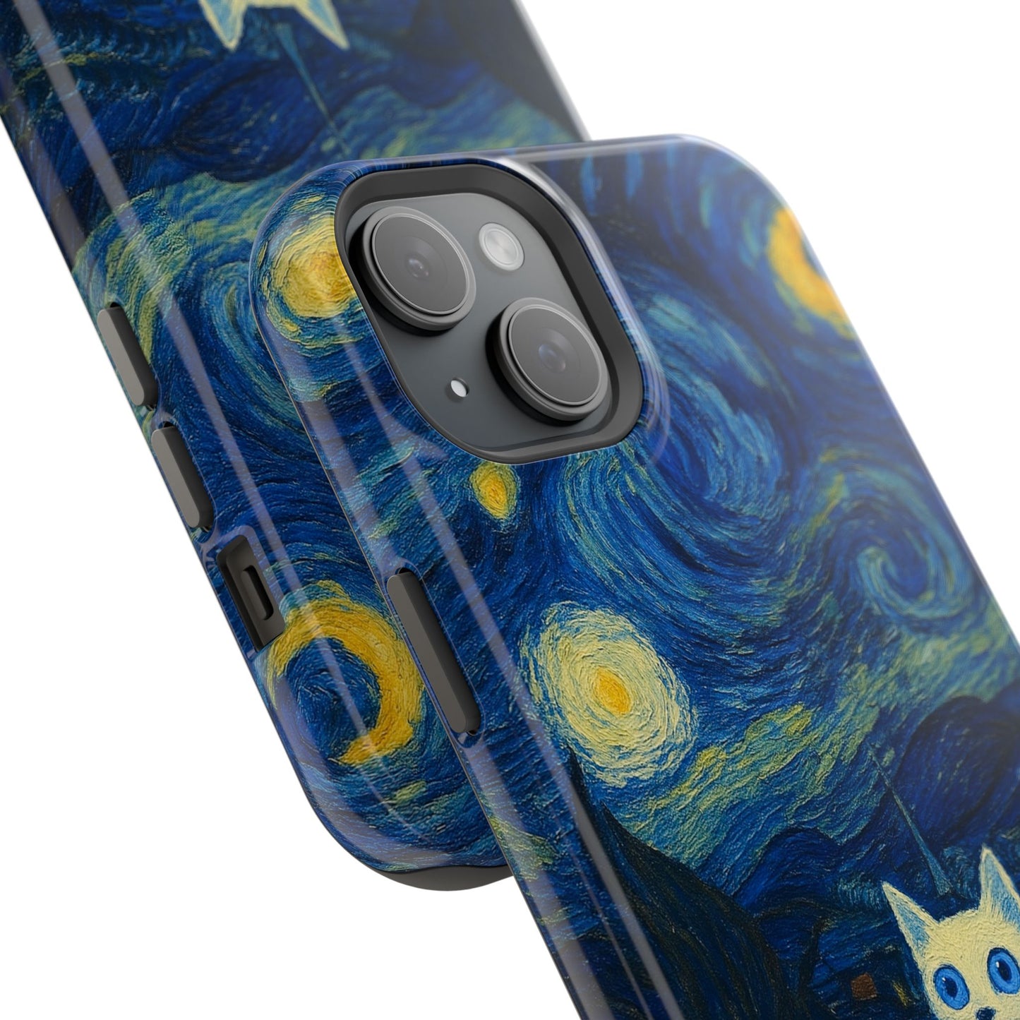 Starry Night Cat โ Van Gogh Inspired โ iPhone 16, 15, 14, 13 โ MagSafe Magnetic Tough Case by HitStickers
