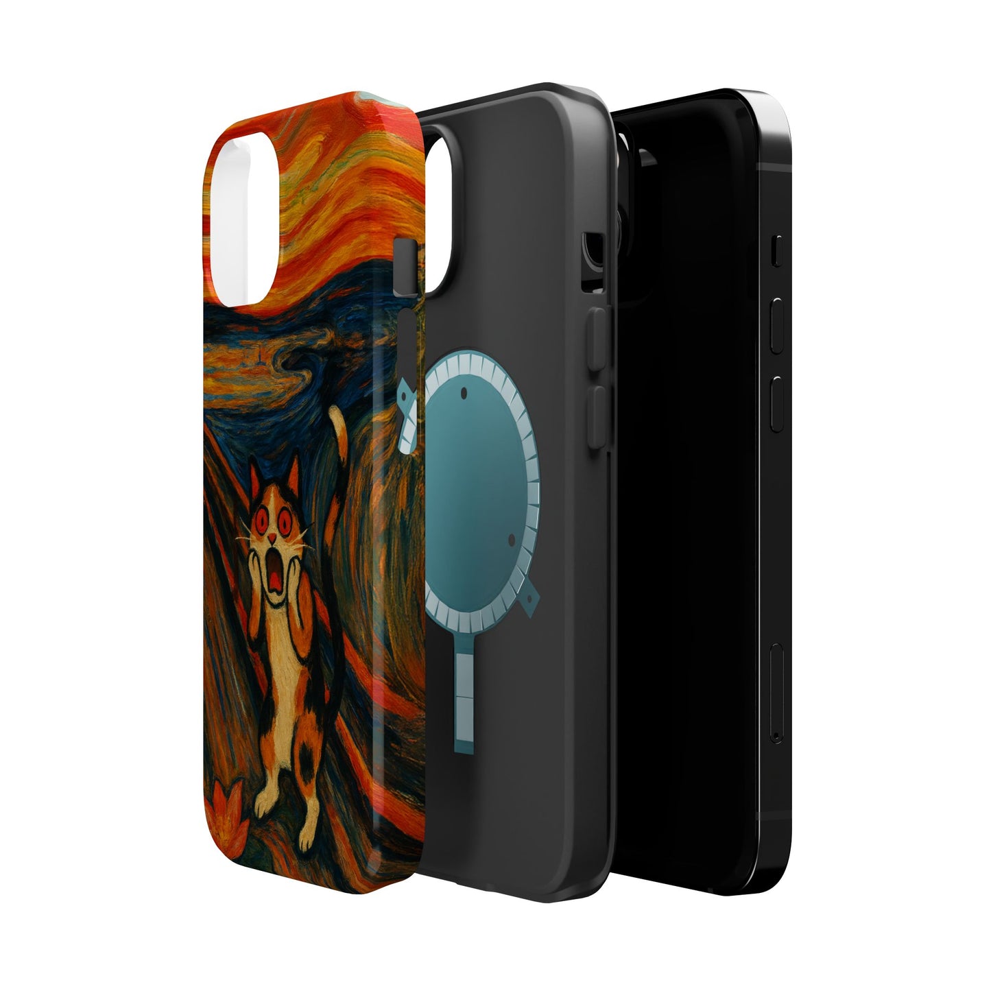 The Cat Scream โ Munch Inspired โ iPhone 16, 15, 14, 13 โ MagSafe Magnetic Tough Case by HitStickers