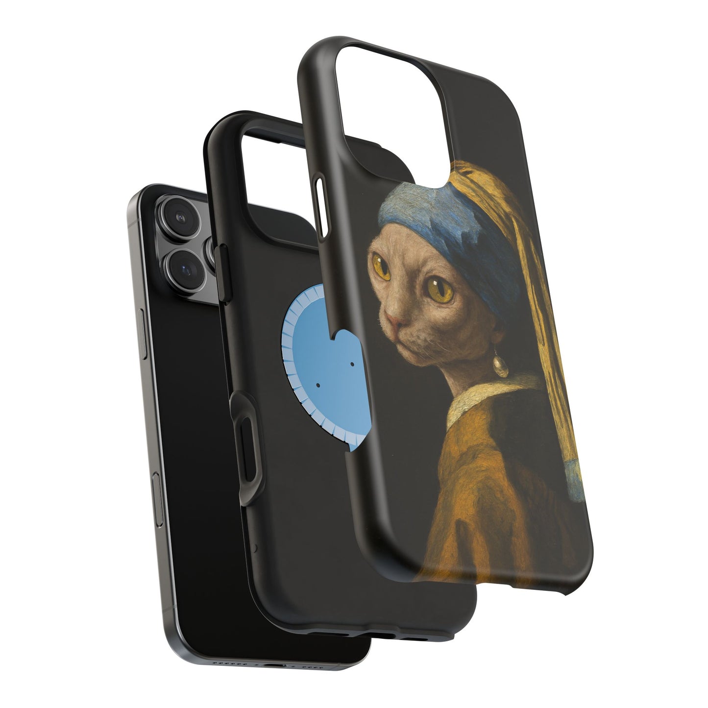 Cat with a Pearl Earring โ Vermeer Inspired โ iPhone 16, 15, 14, 13 โ MagSafe Magnetic Tough Case by HitStickers