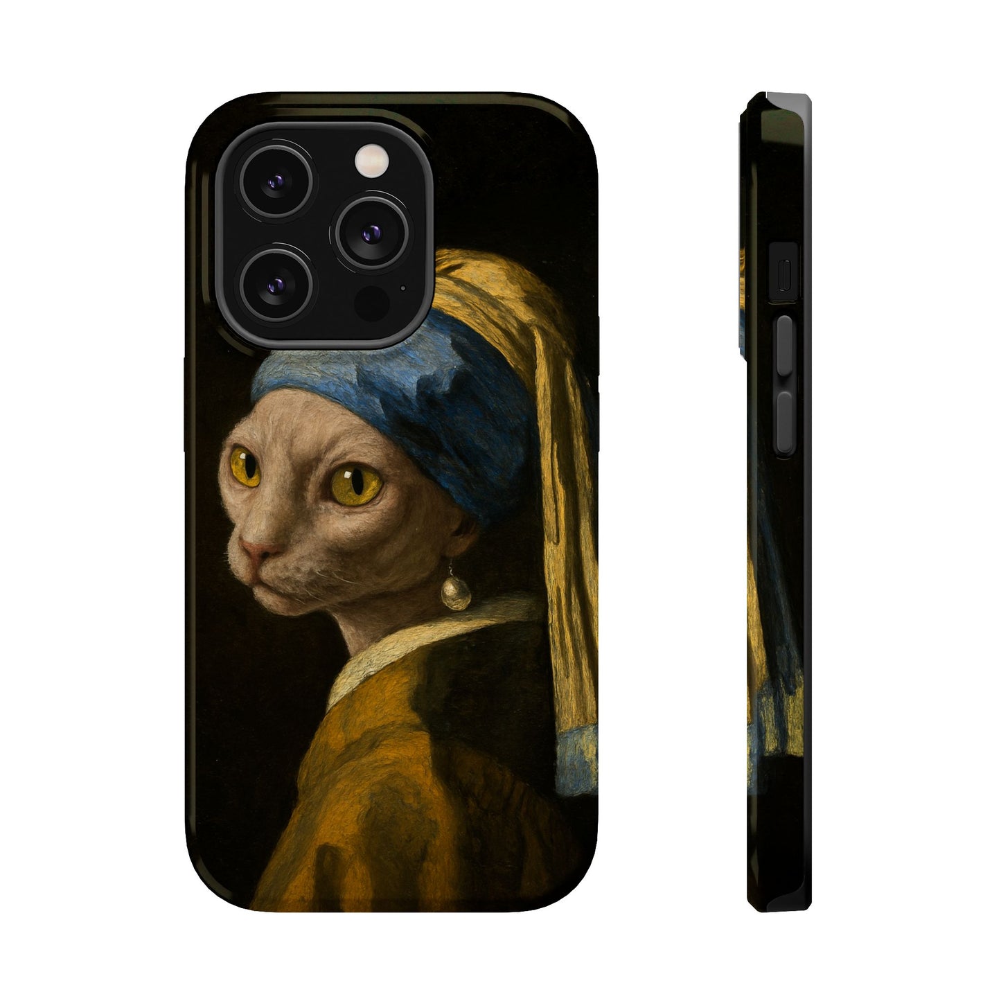 Cat with a Pearl Earring โ Vermeer Inspired โ iPhone 16, 15, 14, 13 โ MagSafe Magnetic Tough Case by HitStickers