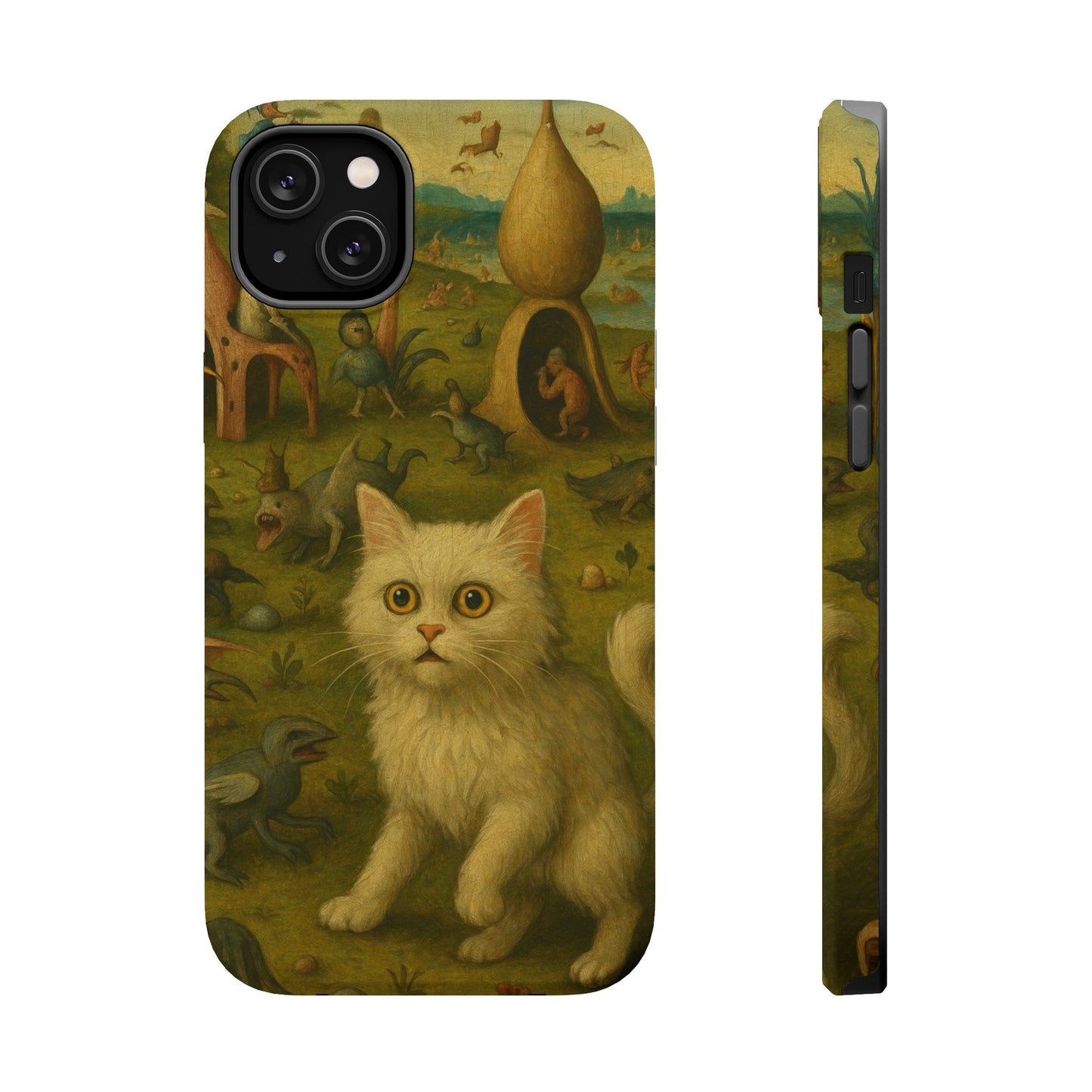 Garden of Cat Delights โ Bosch Inspired โ iPhone 16, 15, 14, 13 โ MagSafe Magnetic Tough Case by HitStickers