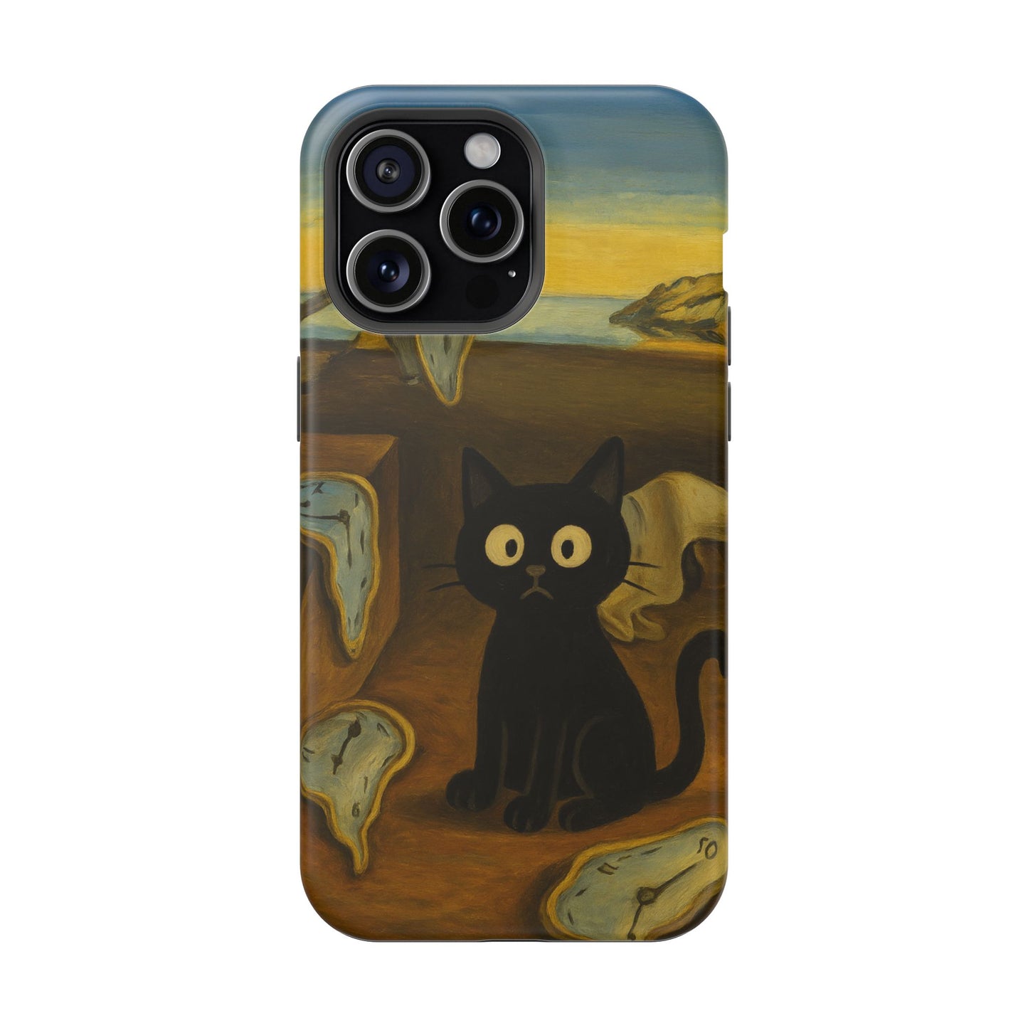 The Cat of Melting Time – Dalí Inspired – iPhone 16, 15, 14, 13 – MagSafe Magnetic Tough Case by HitStickers