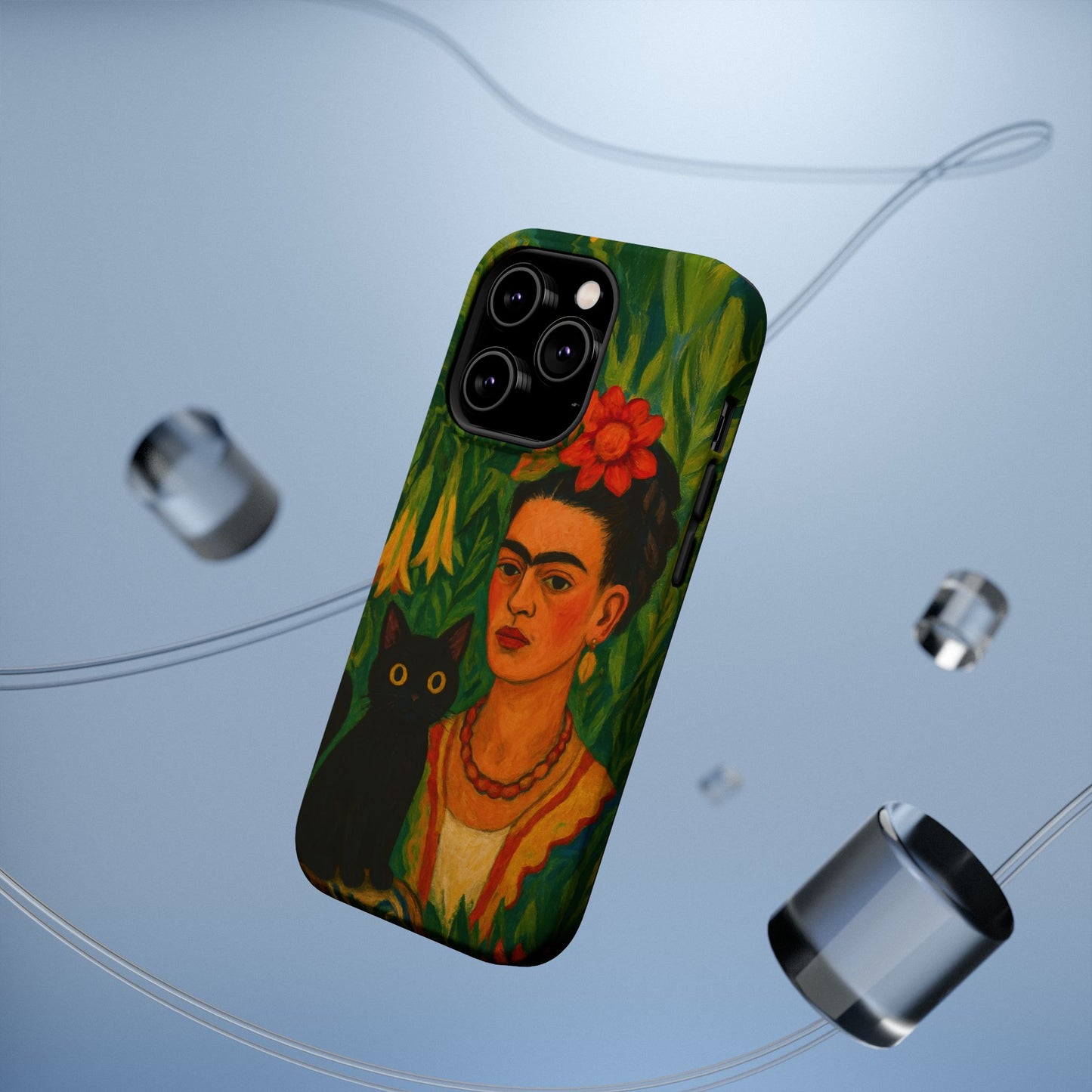 Frida & the Black Cat โ Kahlo Inspired โ iPhone 16, 15, 14, 13 โ MagSafe Magnetic Tough Case by HitStickers